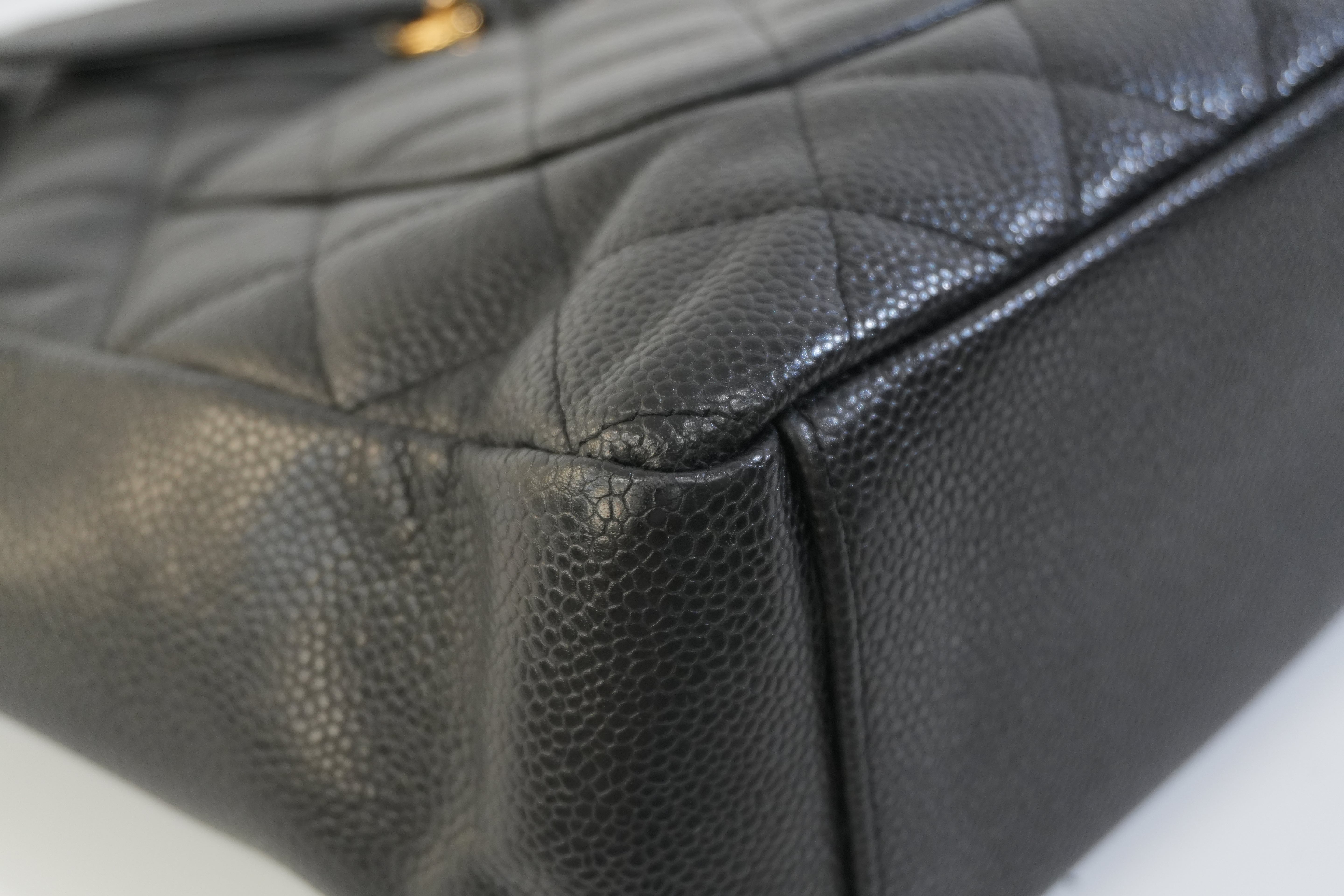 Pre-owned Chanel Caviar Skin Leather PST Chain Shoulder Bag Black Used