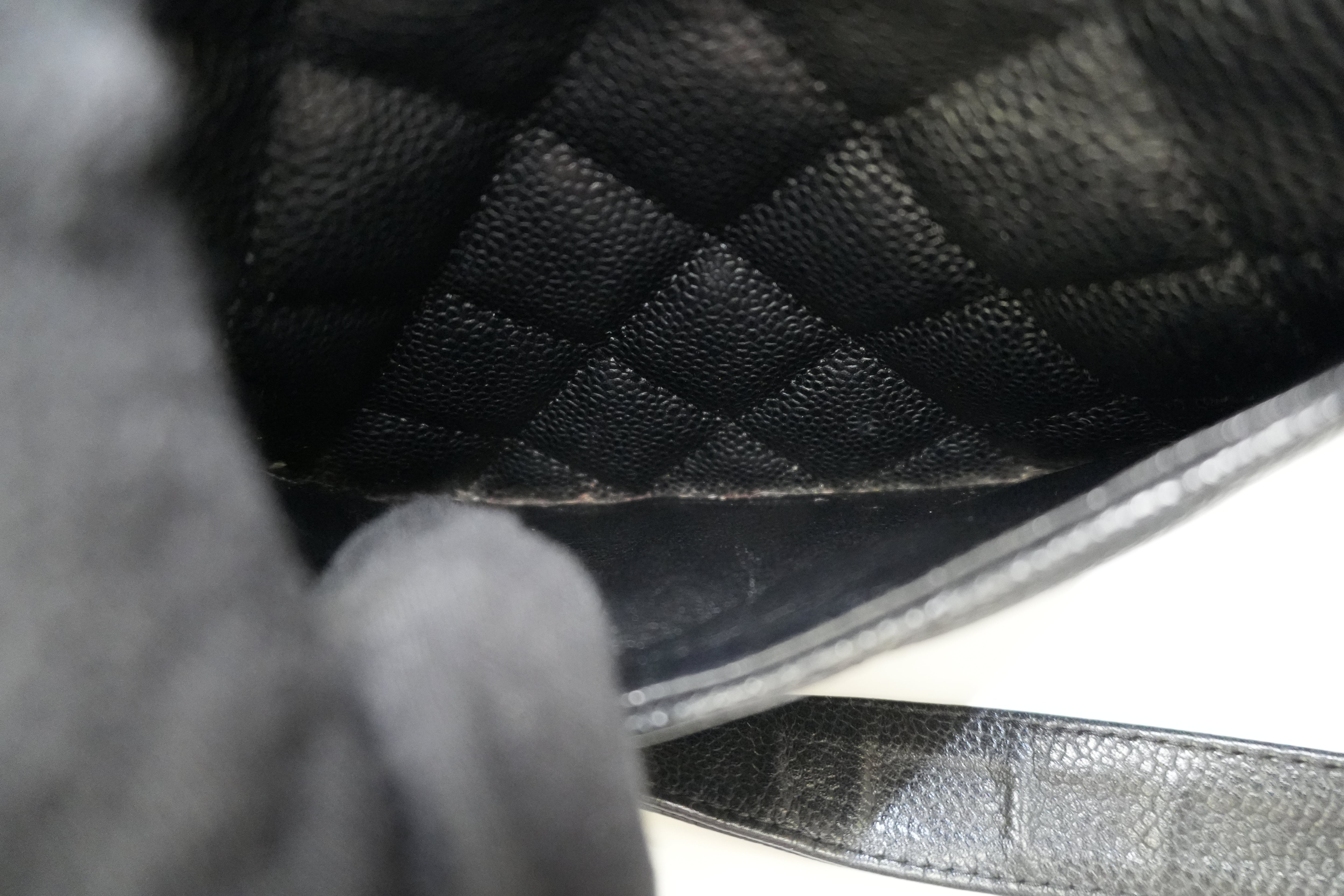 Pre-owned Chanel Caviar Skin Leather PST Chain Shoulder Bag Black Used