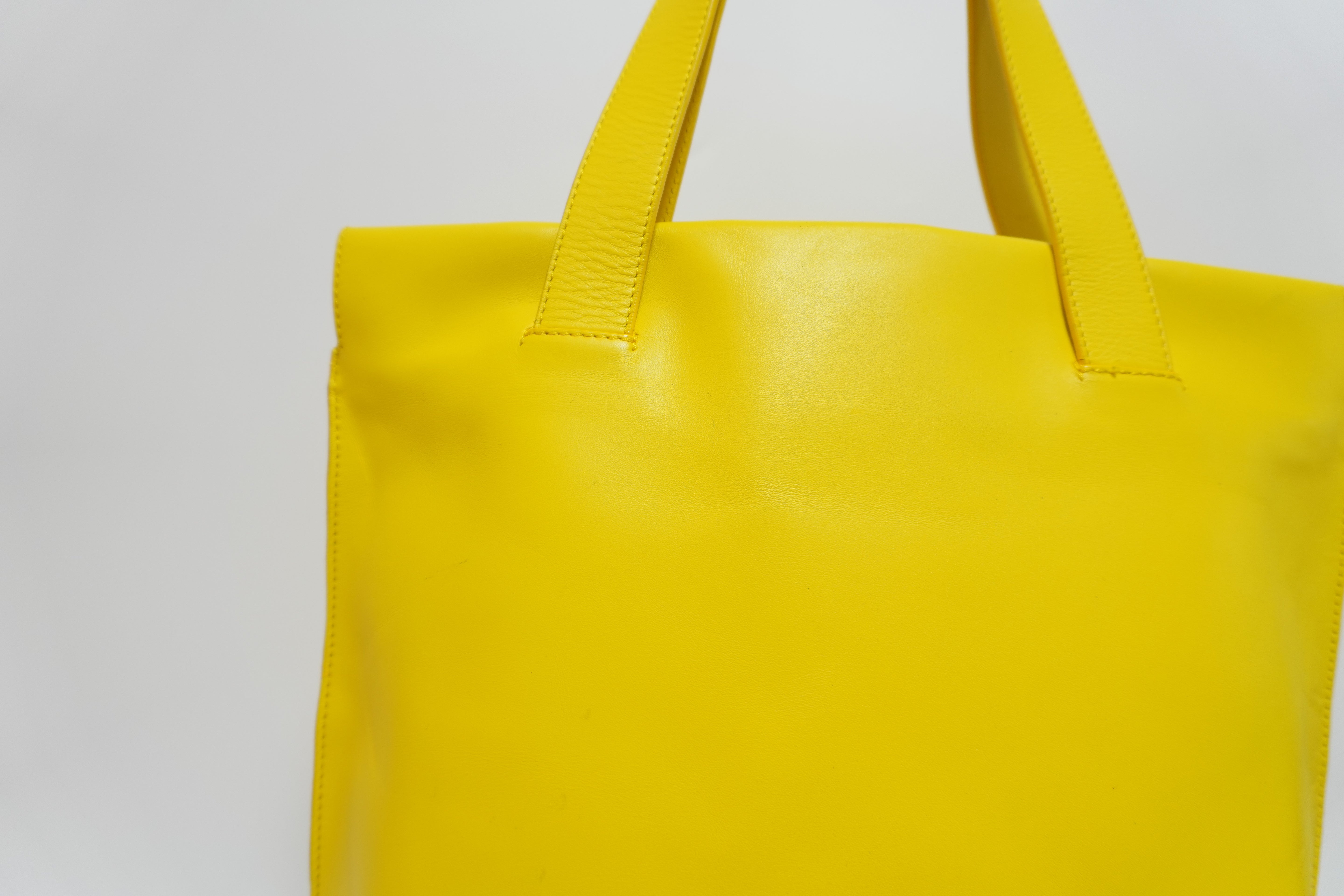 Loewe Leather Tote Bag Yellow Used