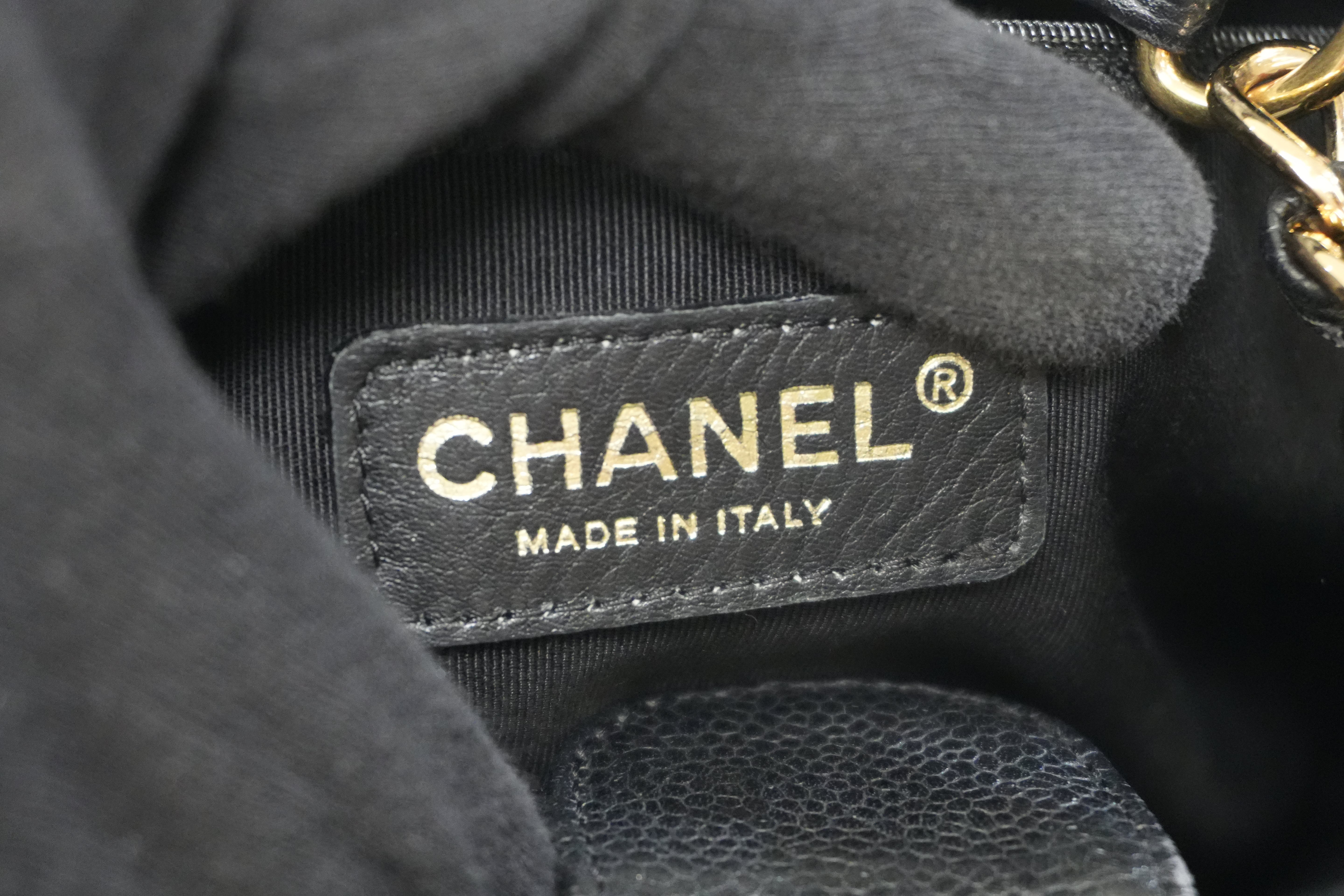 Pre-owned Chanel Caviar Skin Leather PST Chain Shoulder Bag Black Used