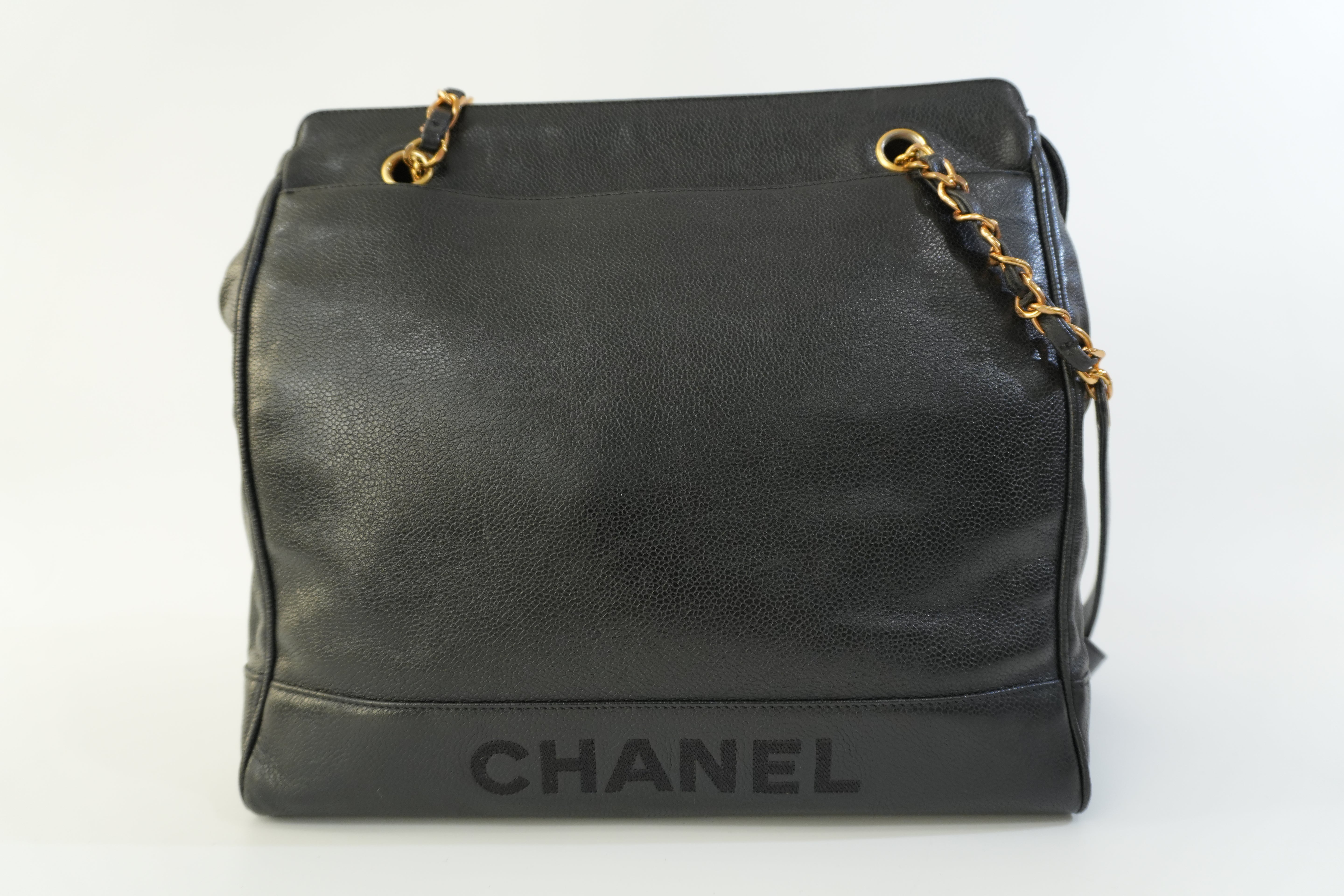 Pre-owned Chanel Caviar Skin Leather Tote Bag Black Used