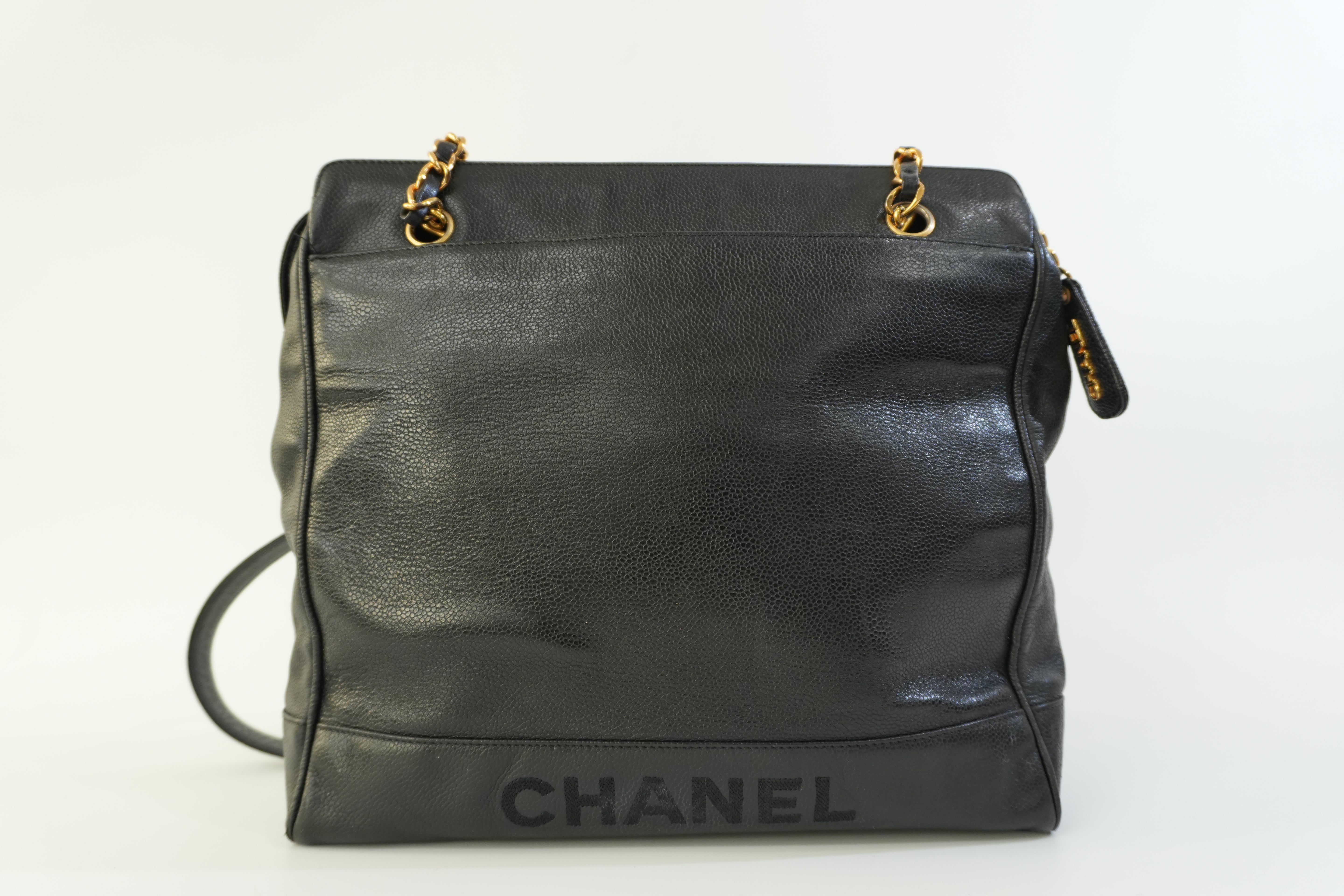 Pre-owned Chanel Caviar Skin Leather Tote Bag Black Used