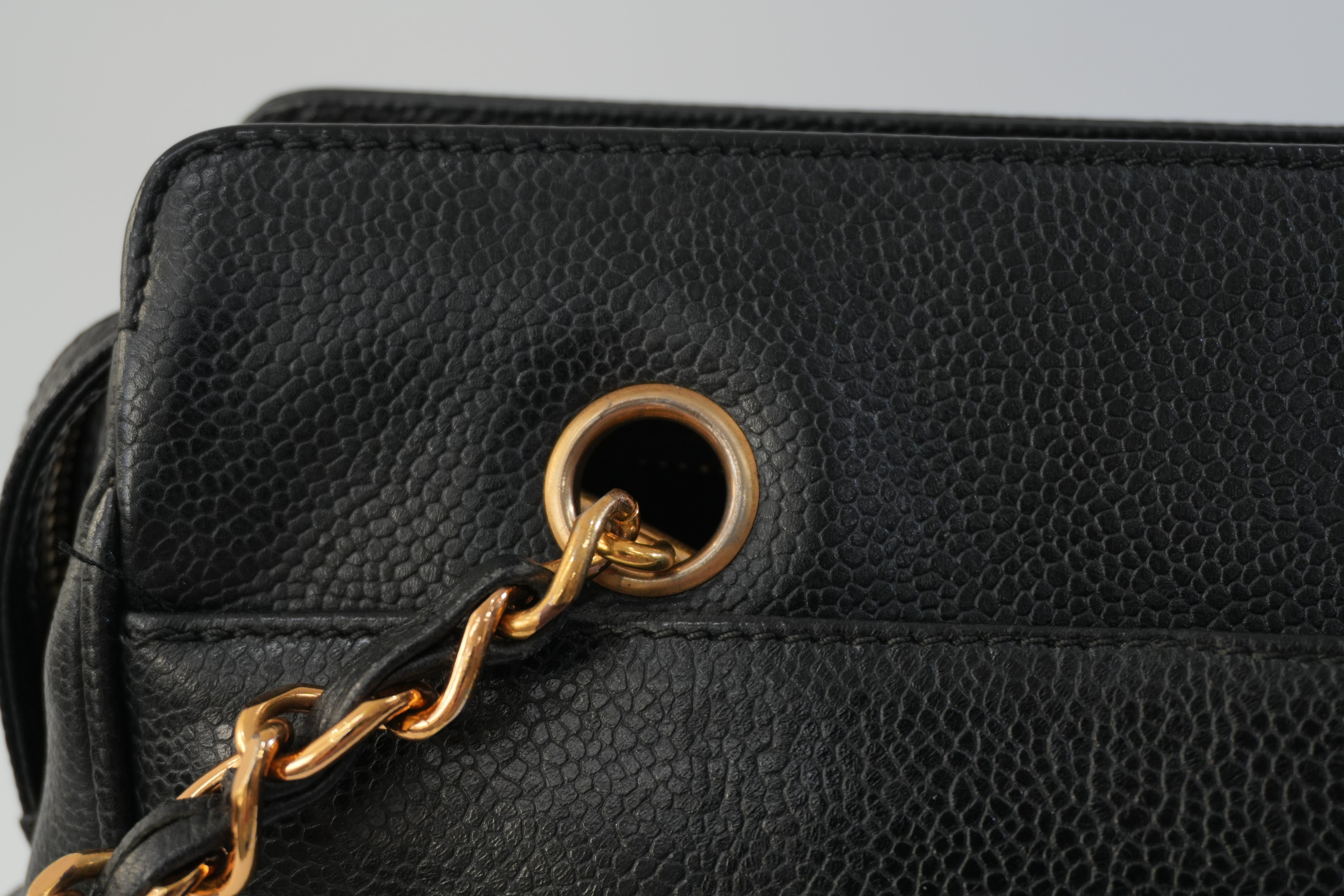 Pre-owned Chanel Caviar Skin Leather Tote Bag Black Used