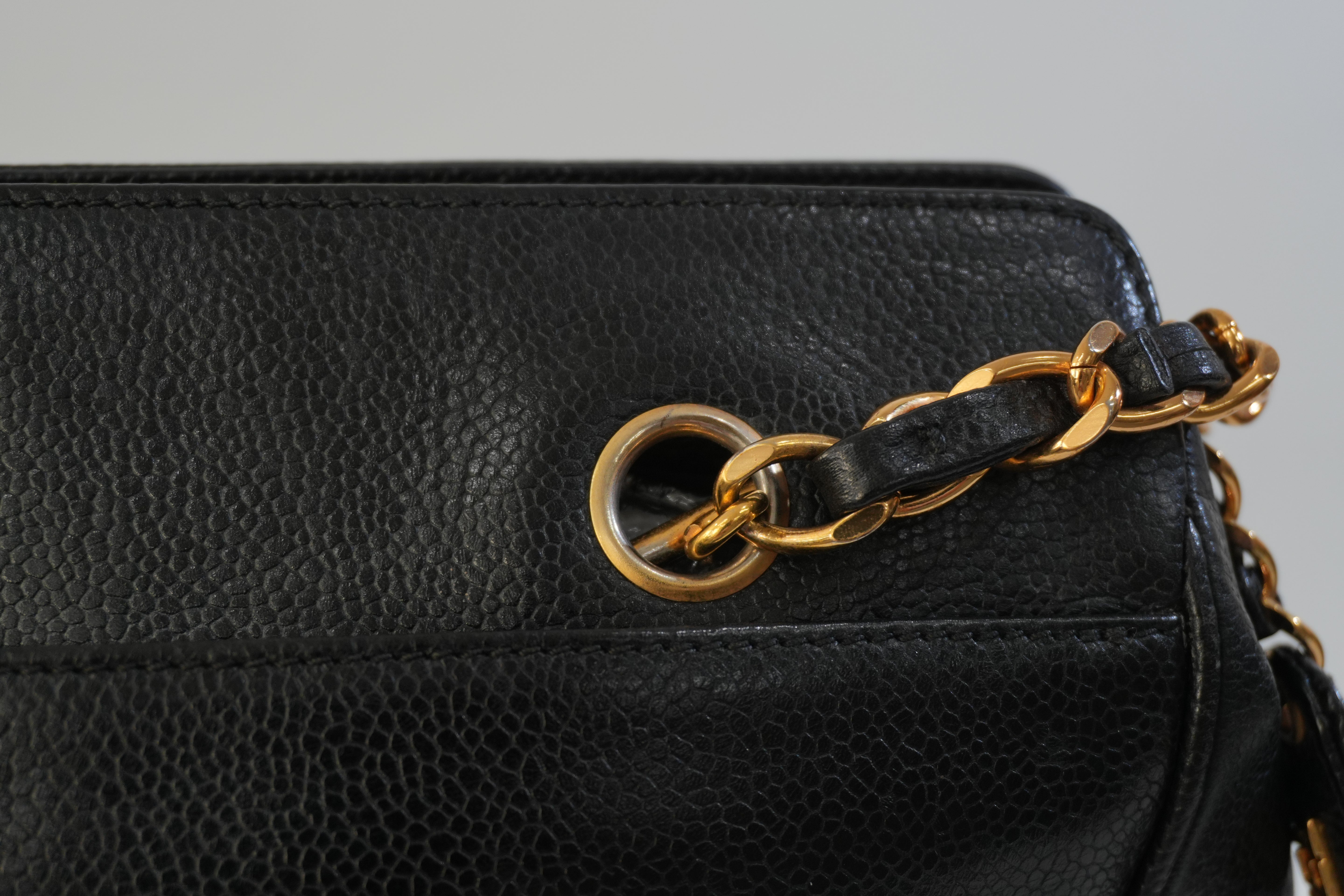 Pre-owned Chanel Caviar Skin Leather Tote Bag Black Used