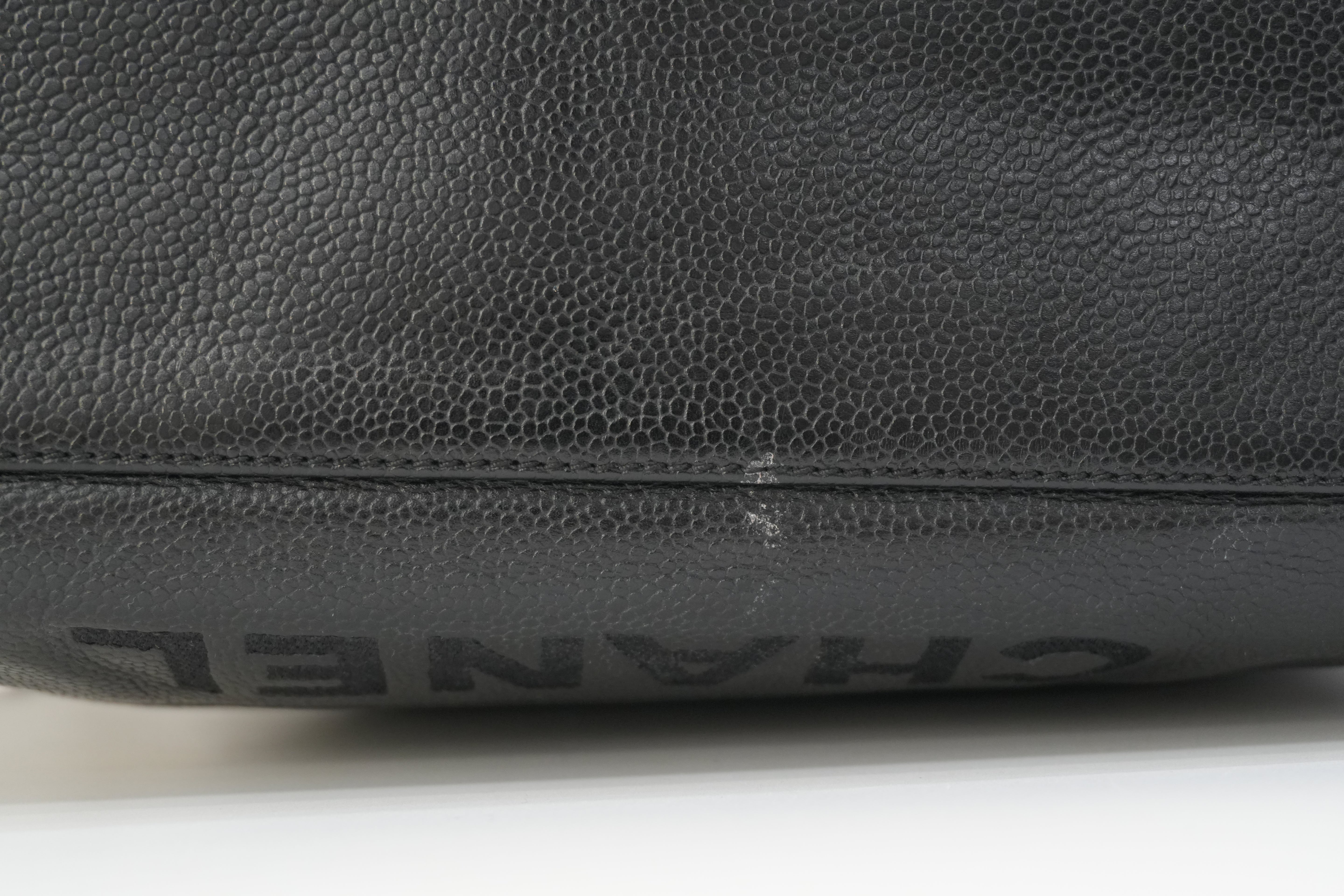 Pre-owned Chanel Caviar Skin Leather Tote Bag Black Used