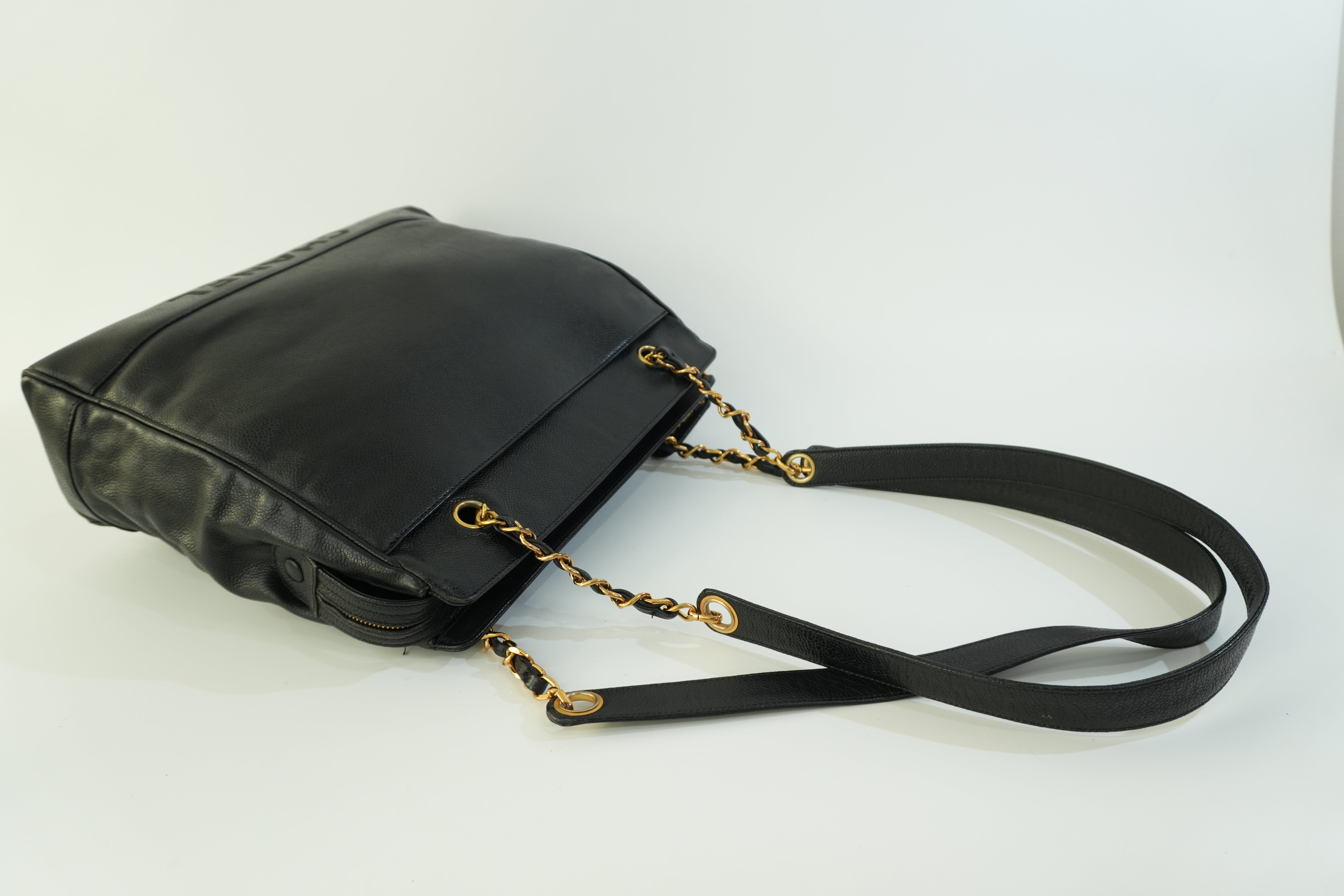 Pre-owned Chanel Caviar Skin Leather Tote Bag Black Used