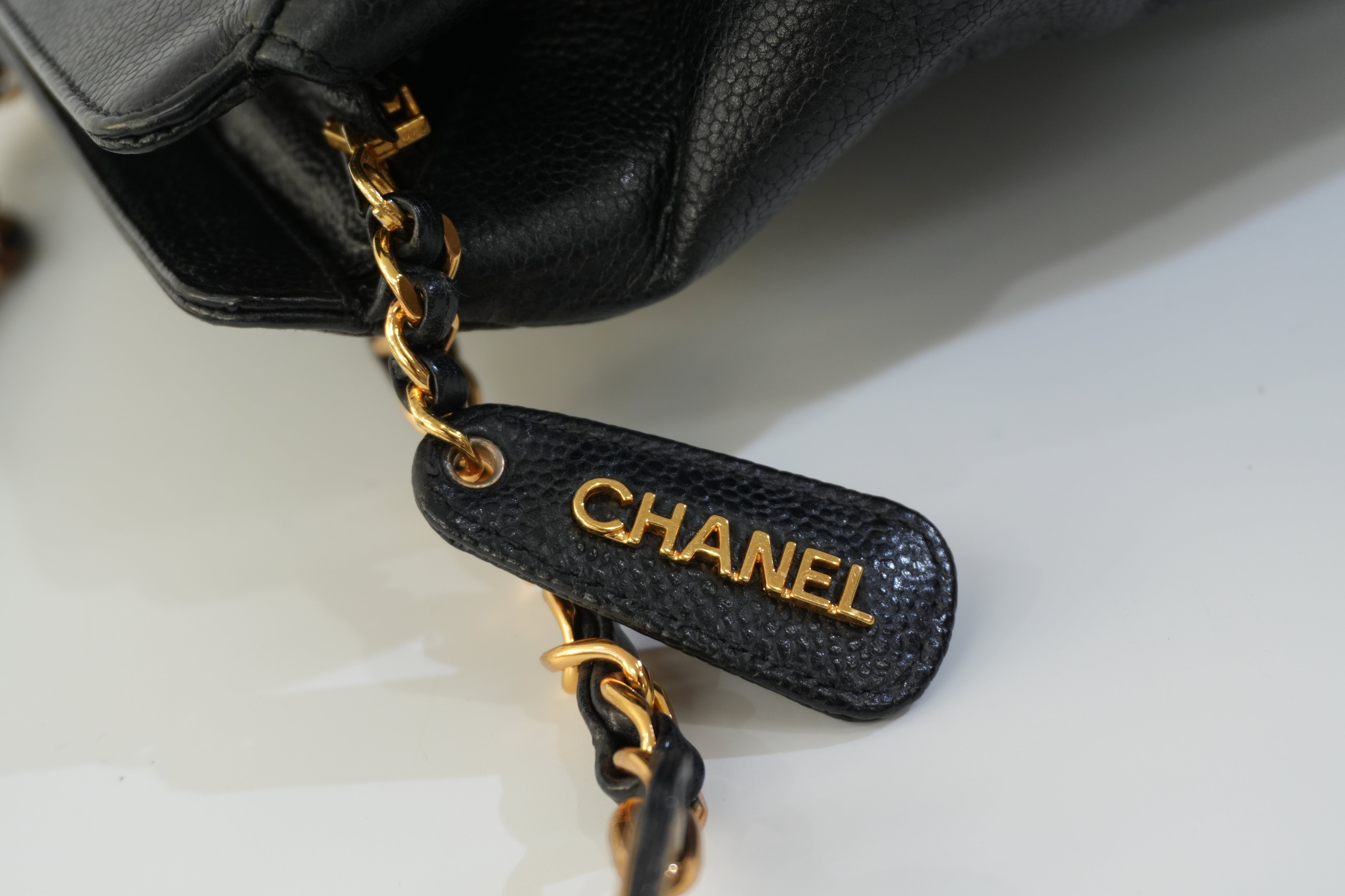 Pre-owned Chanel Caviar Skin Leather Tote Bag Black Used