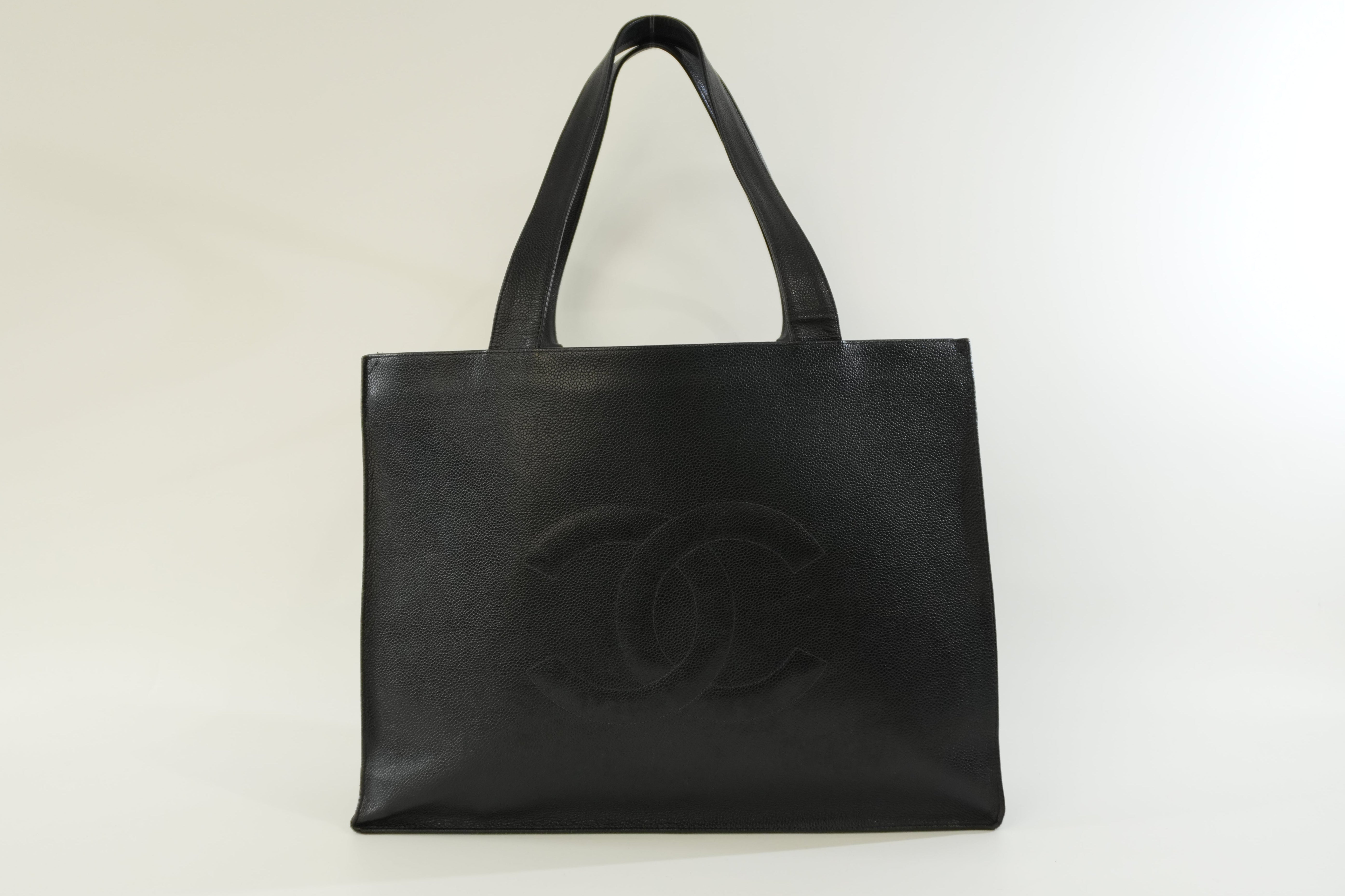 Pre-owned Chanel Caviar Skin Leather Tote Bag Black Used