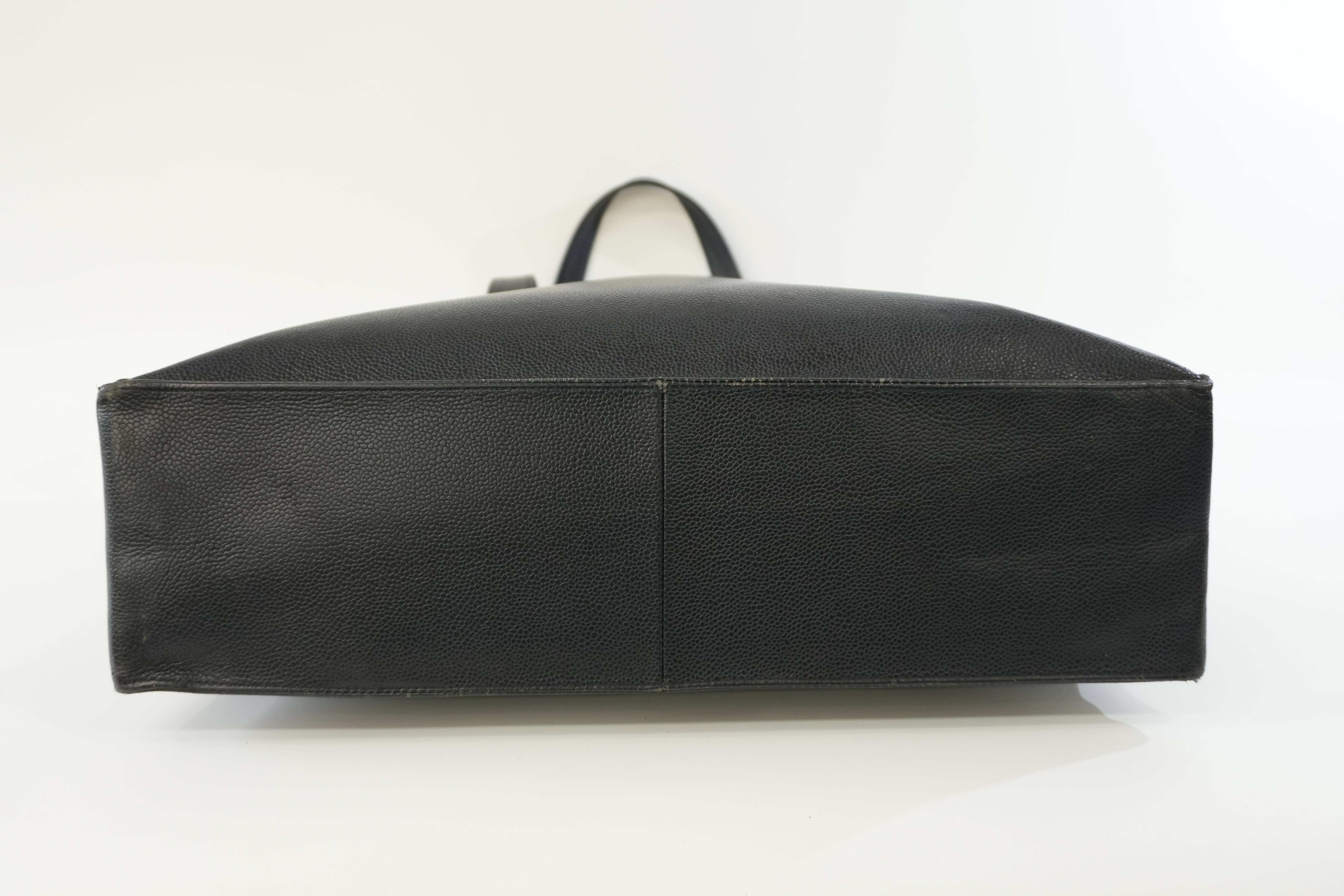 Pre-owned Chanel Caviar Skin Leather Tote Bag Black Used