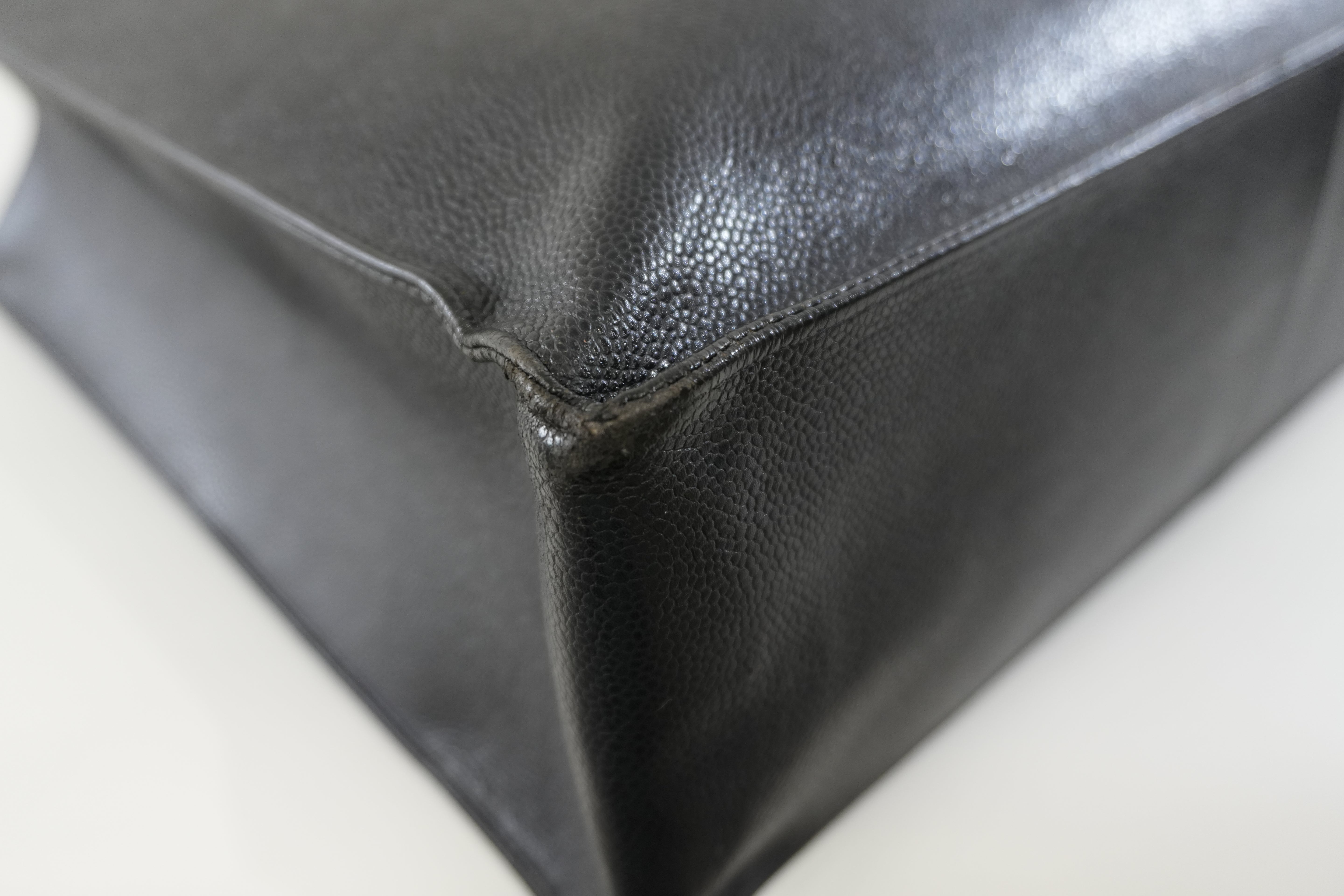 Pre-owned Chanel Caviar Skin Leather Tote Bag Black Used