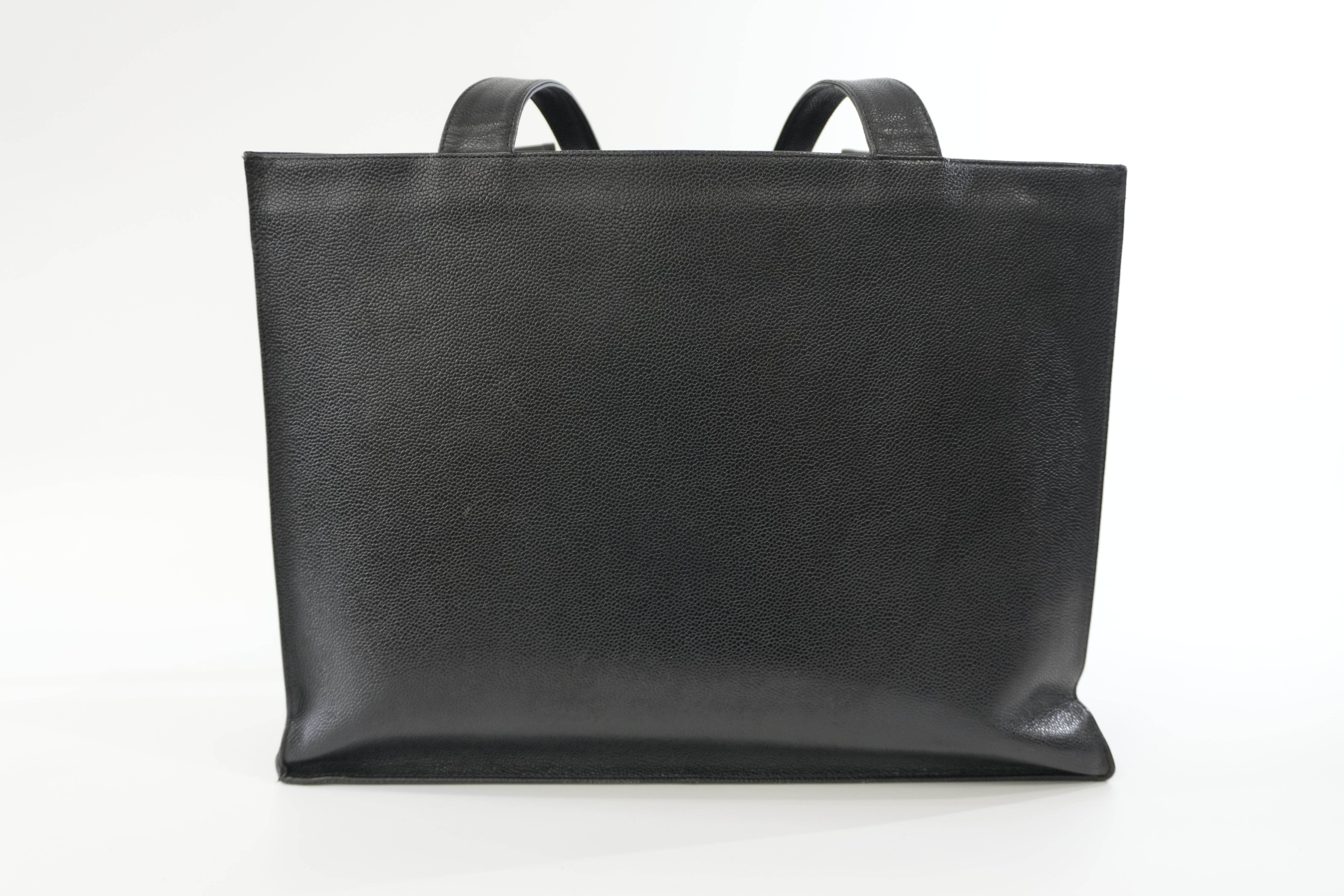Pre-owned Chanel Caviar Skin Leather Tote Bag Black Used