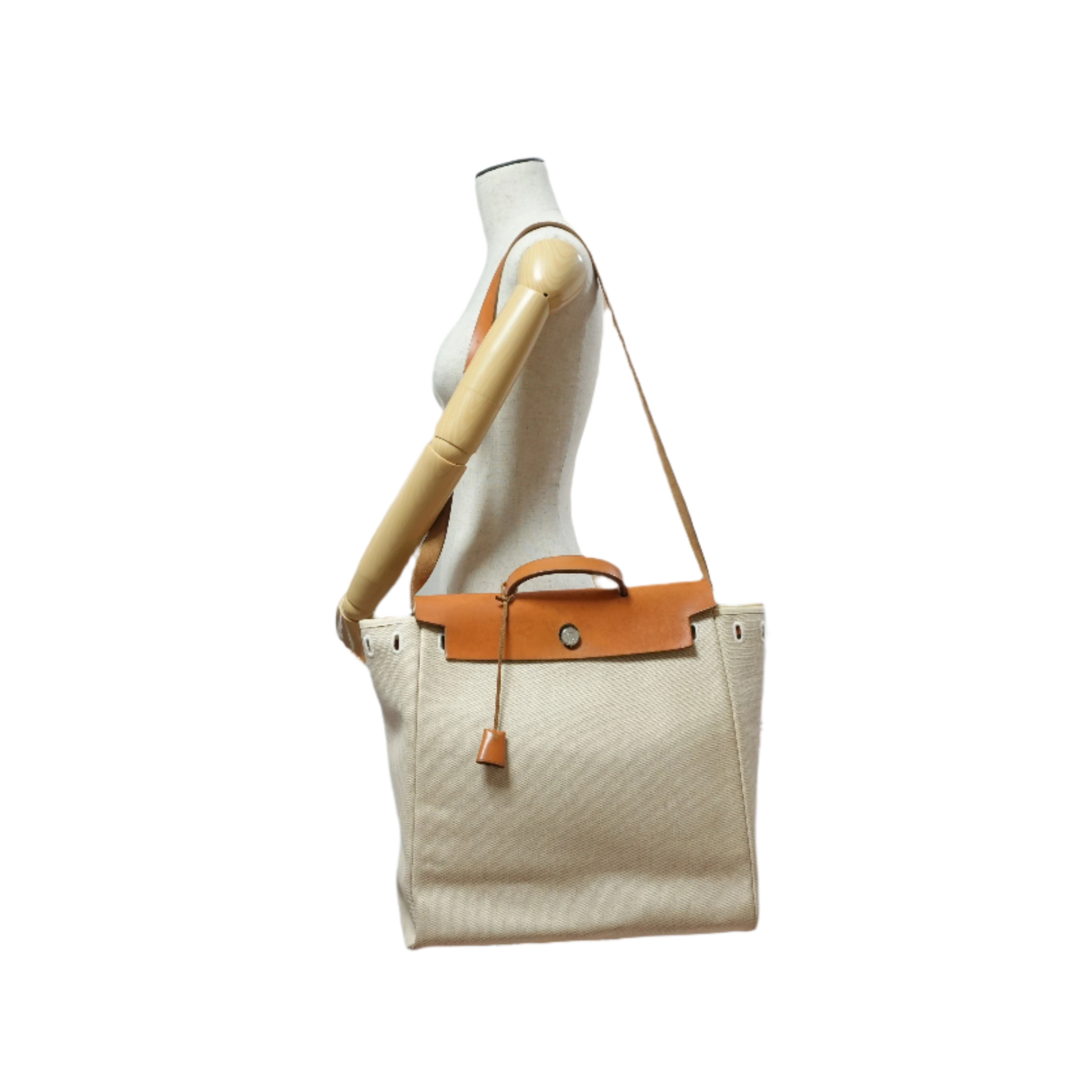 Hermes Classic Canvas Herbag Natural Toile Used