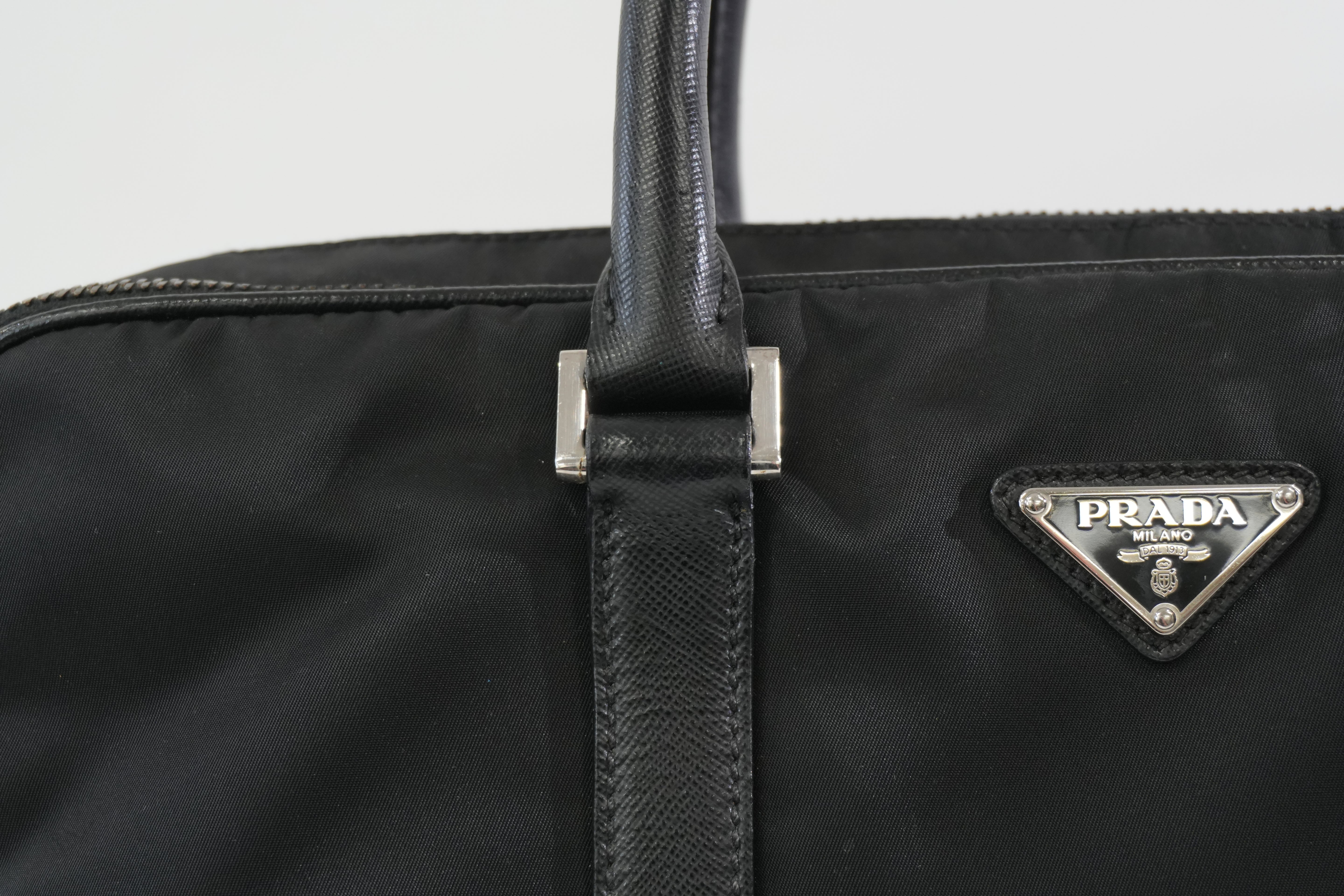 Pre-owned Prada Nylon Two Way Laptop Shoulder Bag Black Used