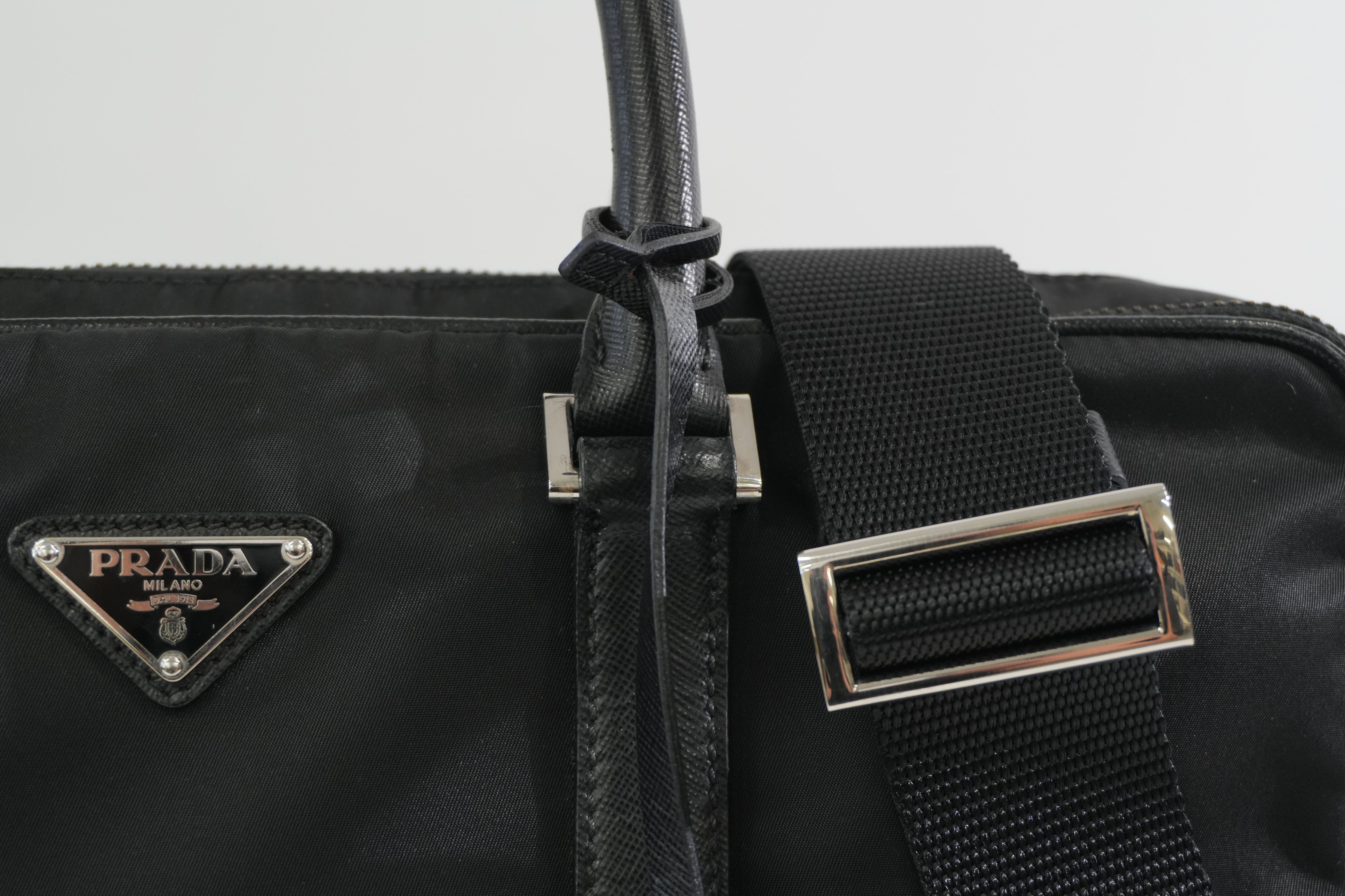 Pre-owned Prada Nylon Two Way Laptop Shoulder Bag Black Used