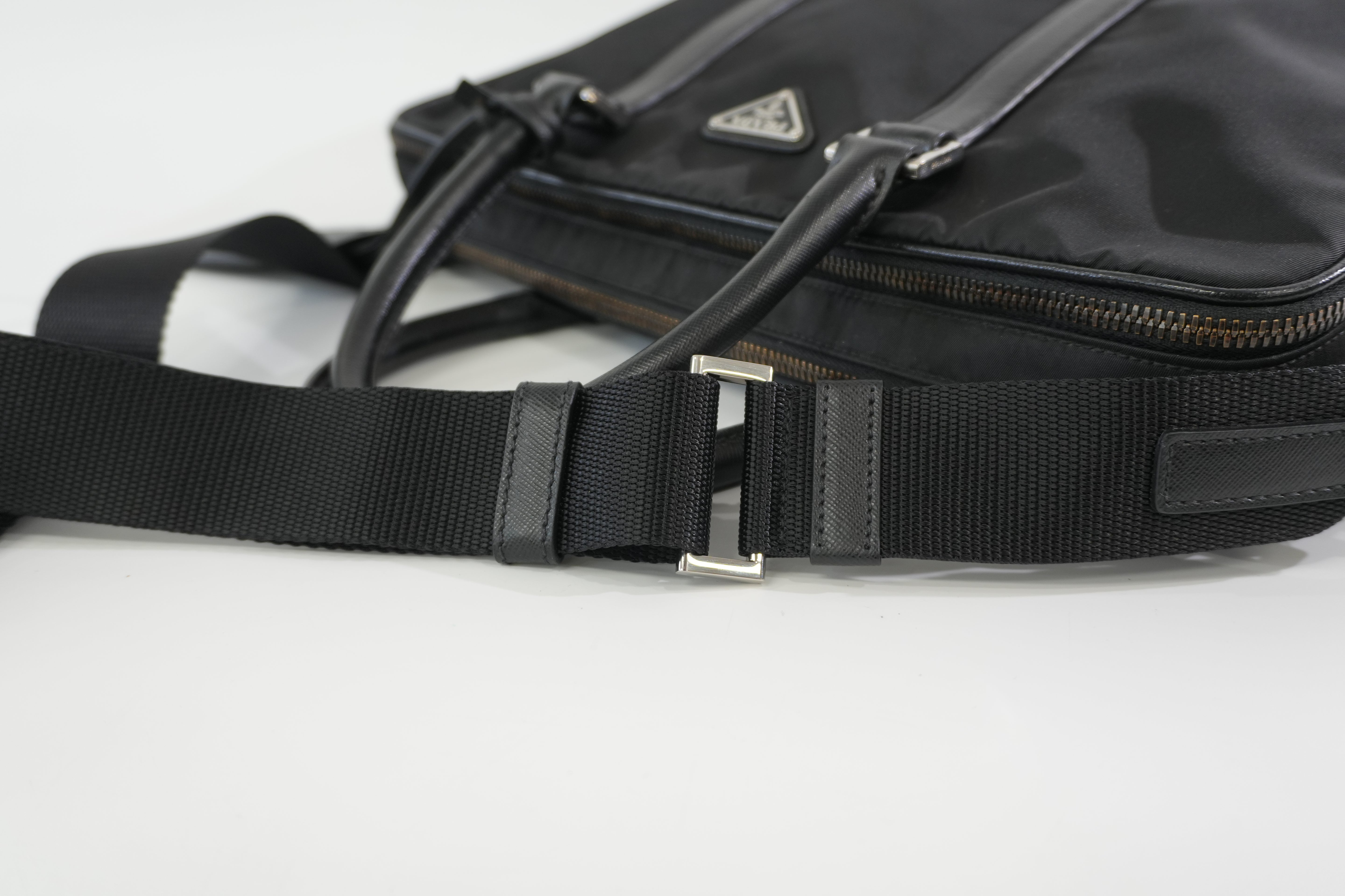 Pre-owned Prada Nylon Two Way Laptop Shoulder Bag Black Used
