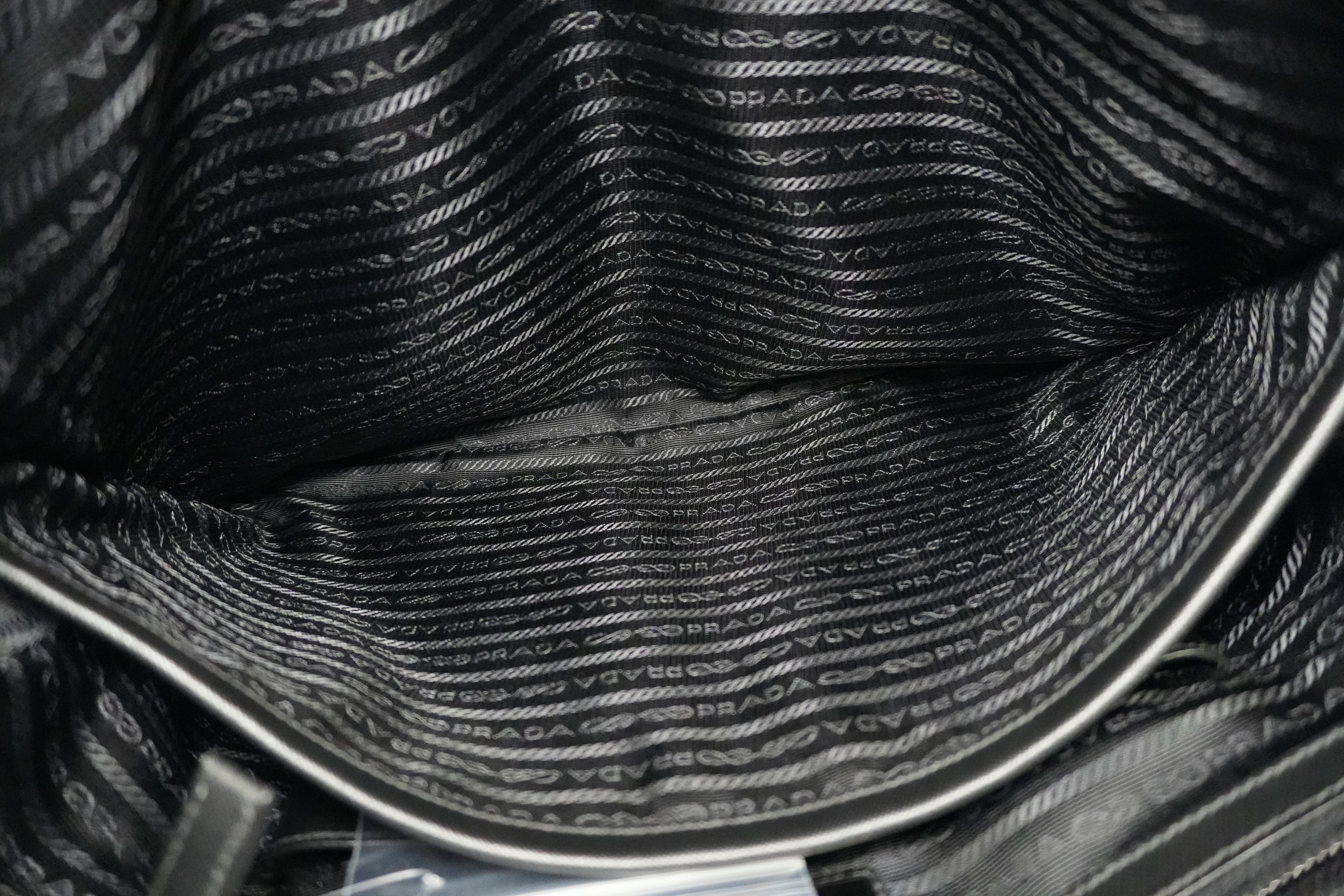 Pre-owned Prada Nylon Two Way Laptop Shoulder Bag Black Used