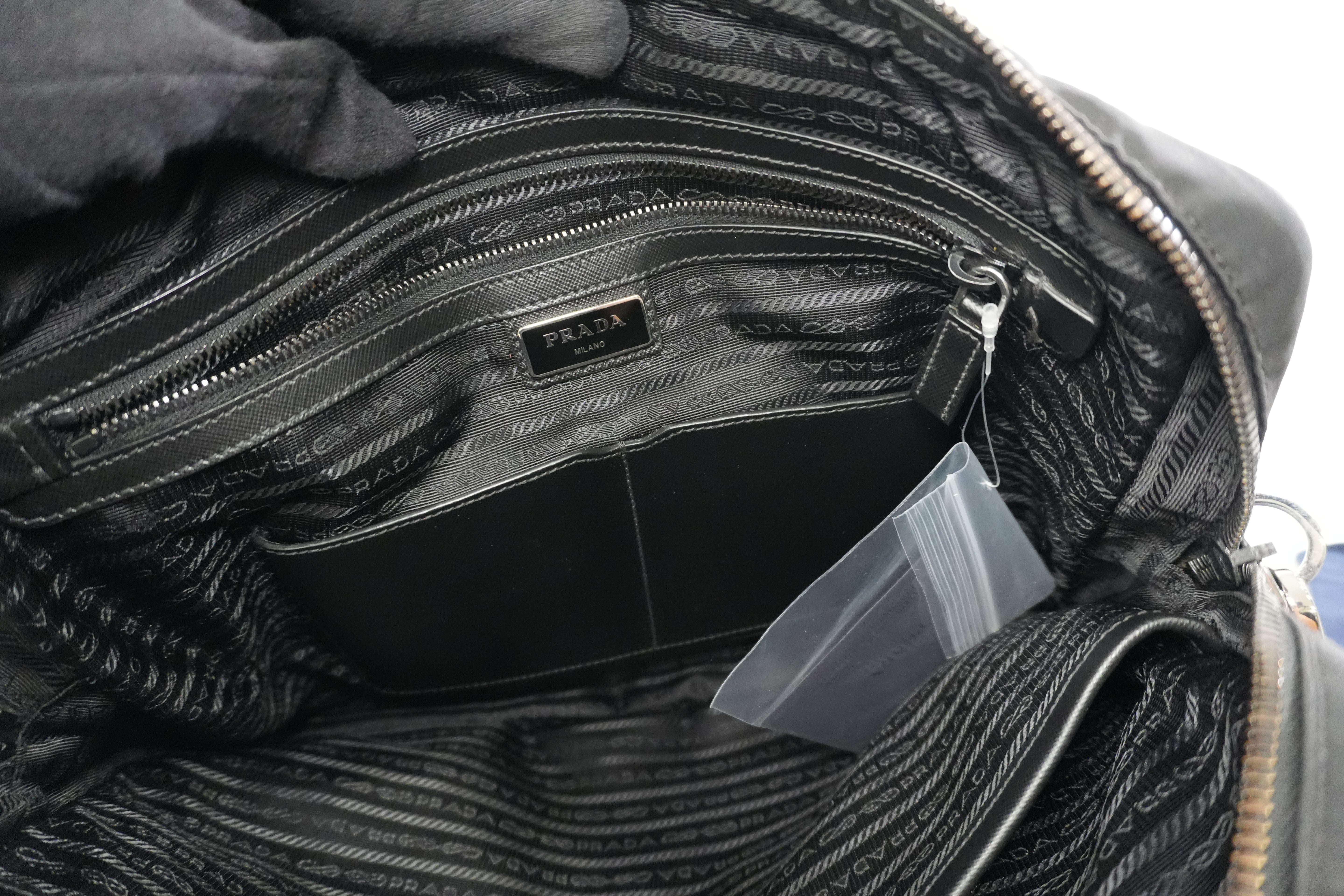 Pre-owned Prada Nylon Two Way Laptop Shoulder Bag Black Used