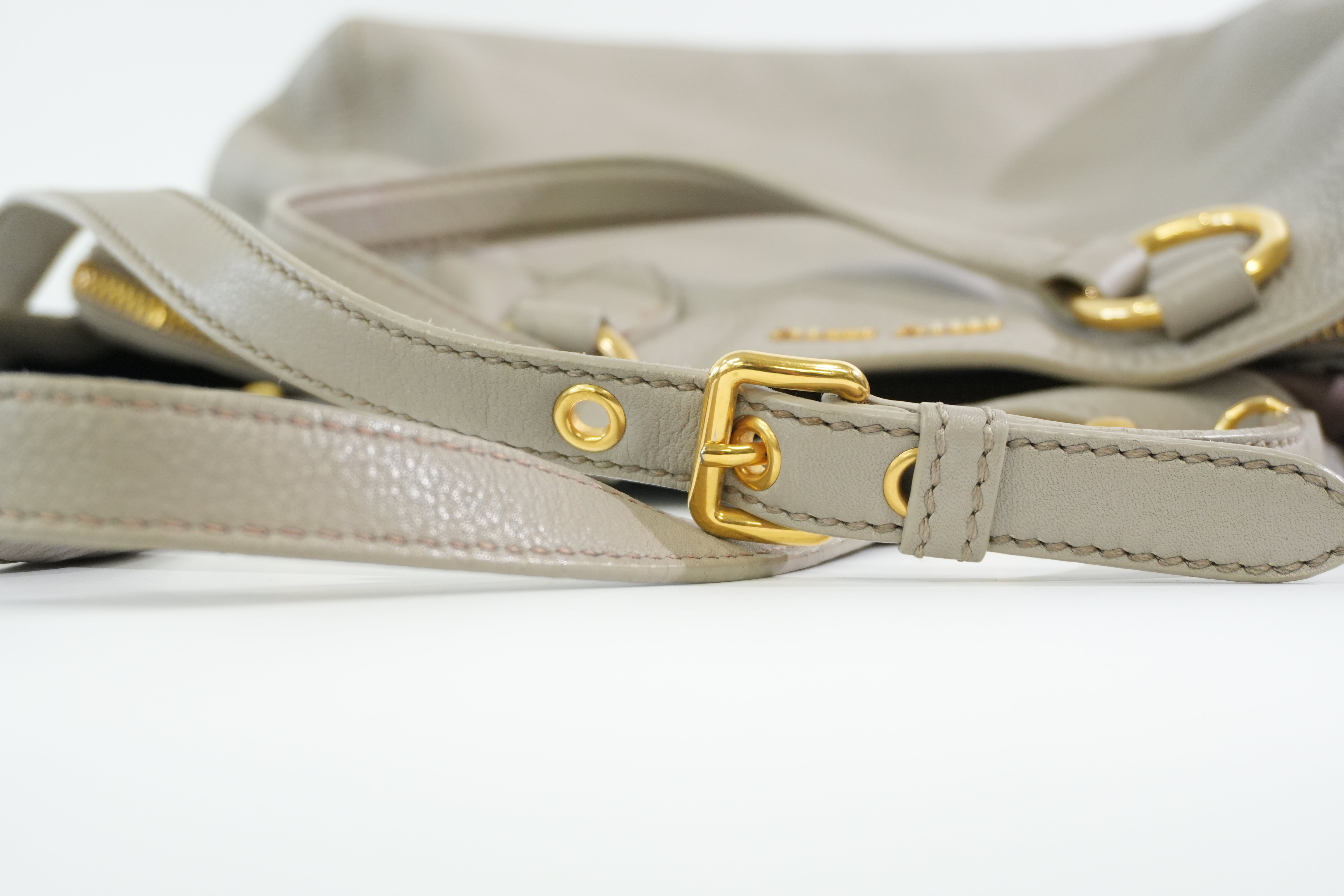 Pre-owned Miumiu Leather Two Way Tote Bag Gray Used