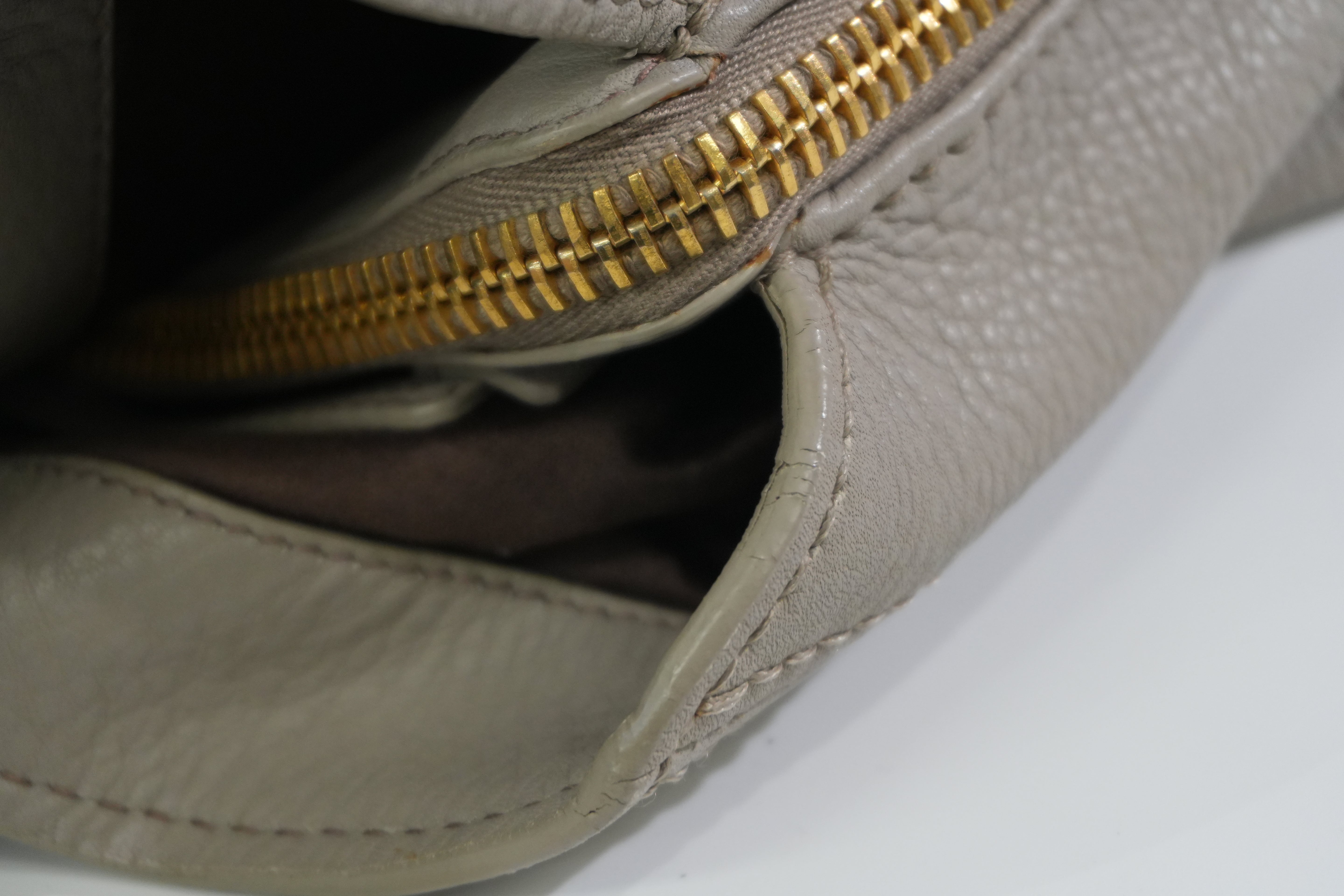 Pre-owned Miumiu Leather Two Way Tote Bag Gray Used
