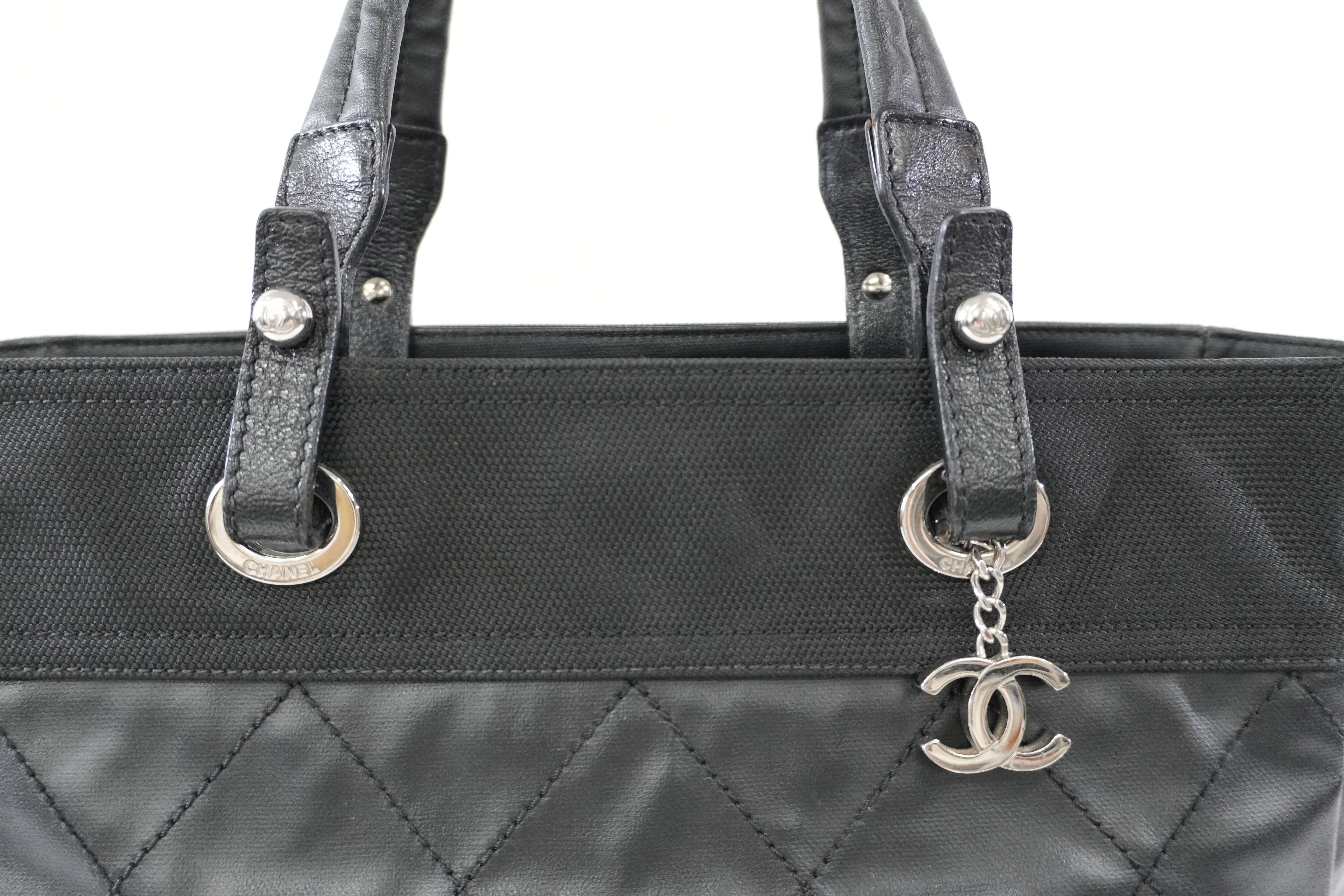 Pre-owned Chanel Lambskin Leather Paris Biarritz Tote Bag Black Used
