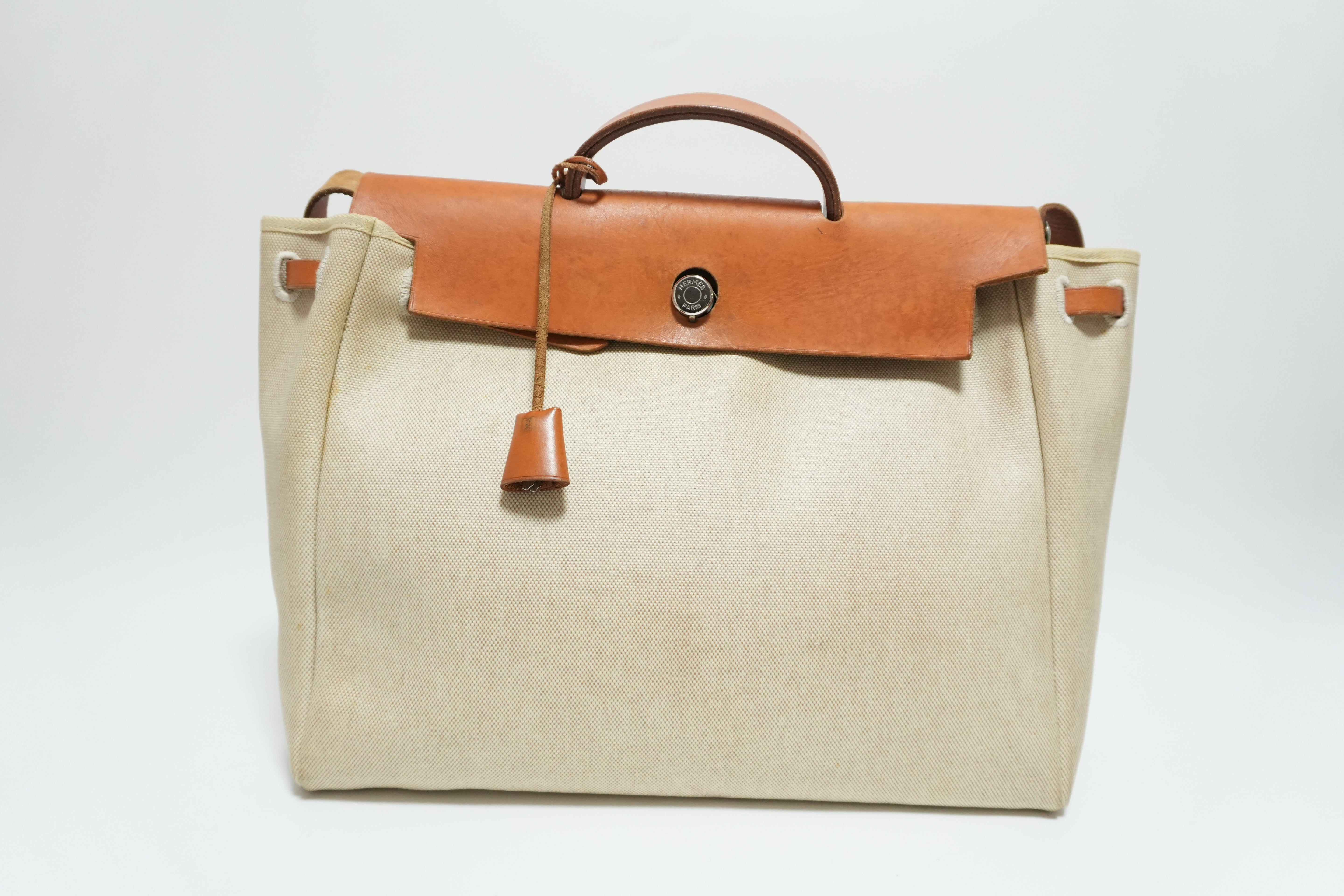 Hermes Classic Canvas Herbag Natural Toile Used