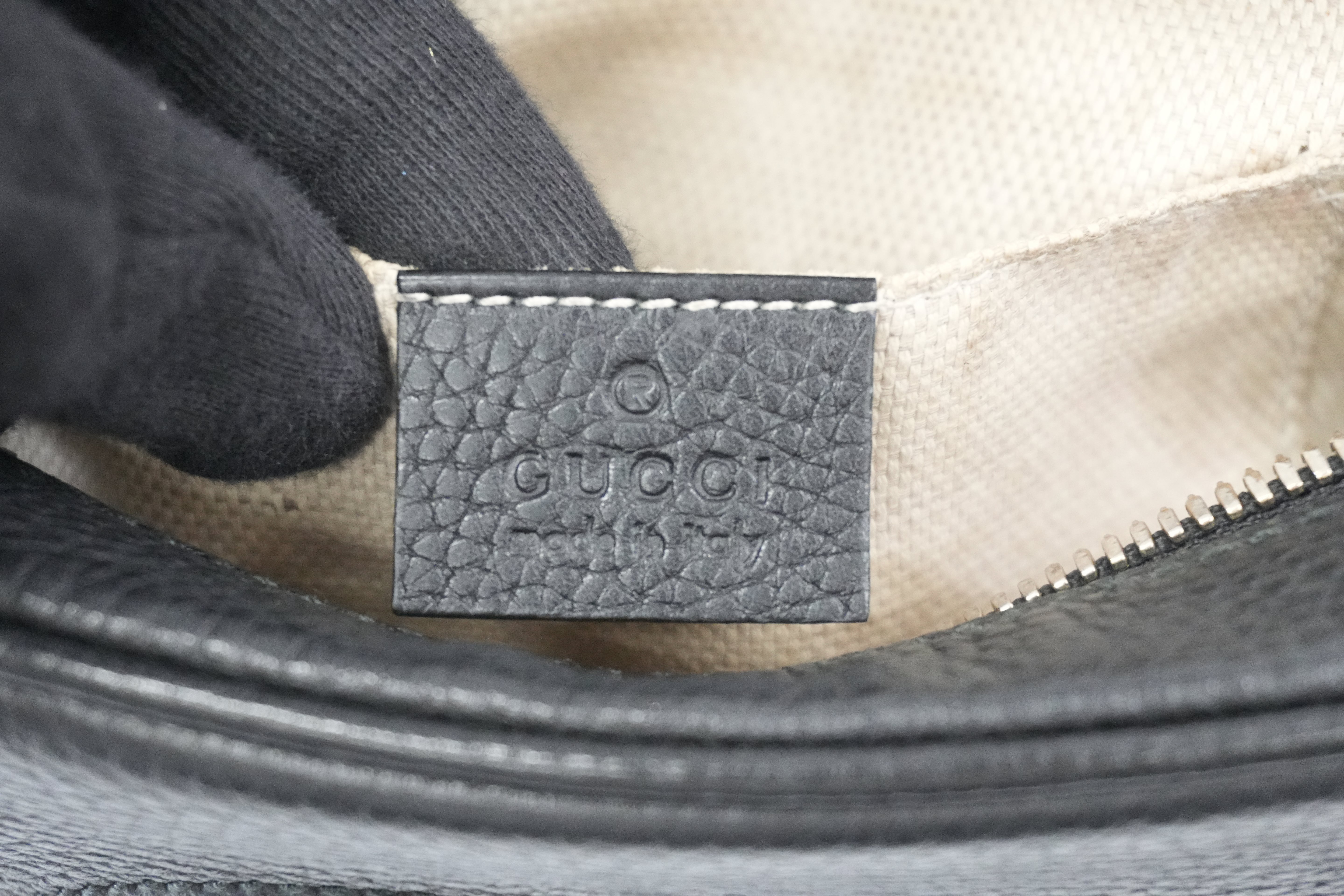 Pre-owned Gucci Leather Hobo Shoulder Bag Black Used