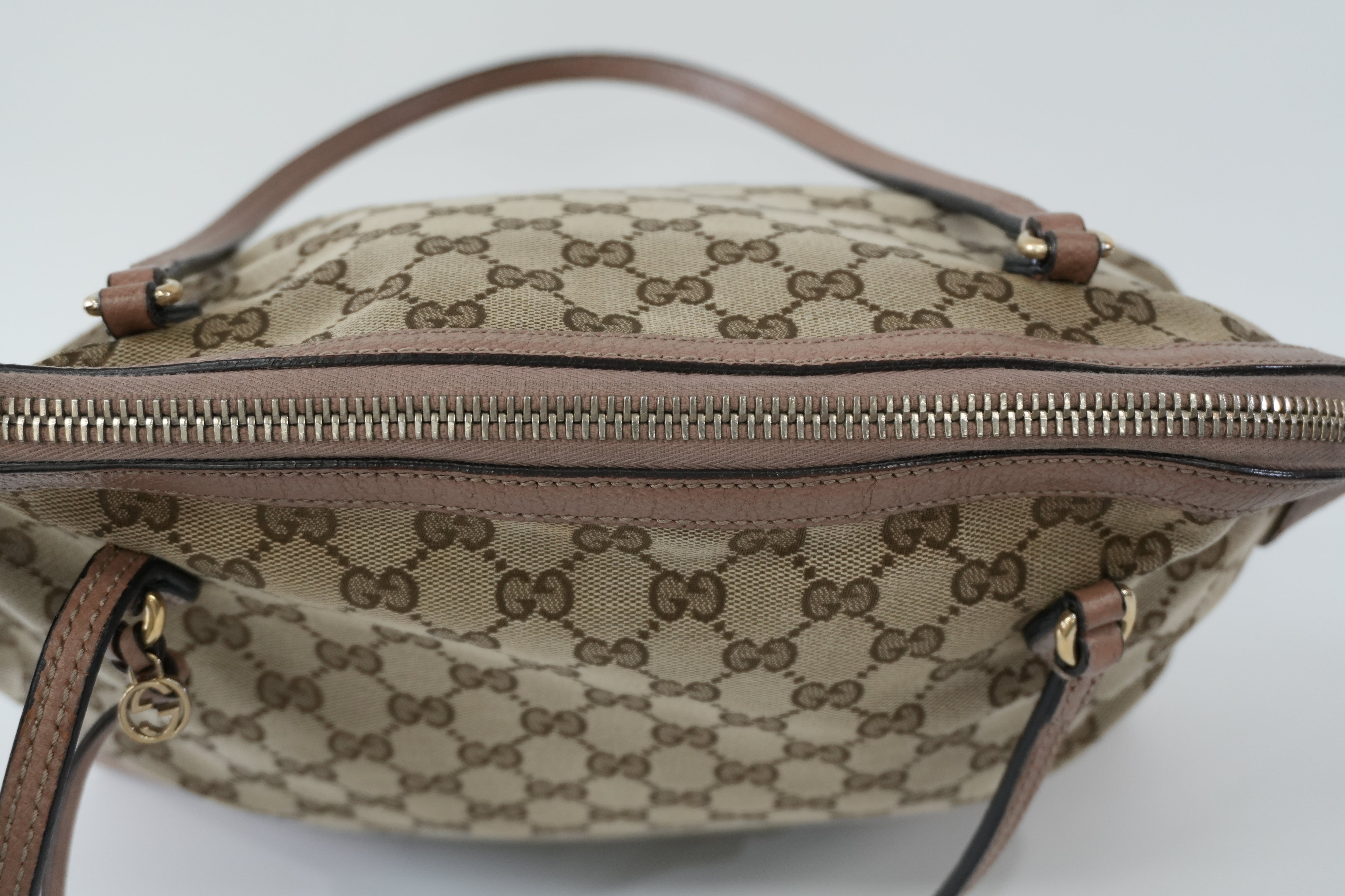 Pre-owned Gucci Fabric Canvas Guccisima Tote Bag Pink Used
