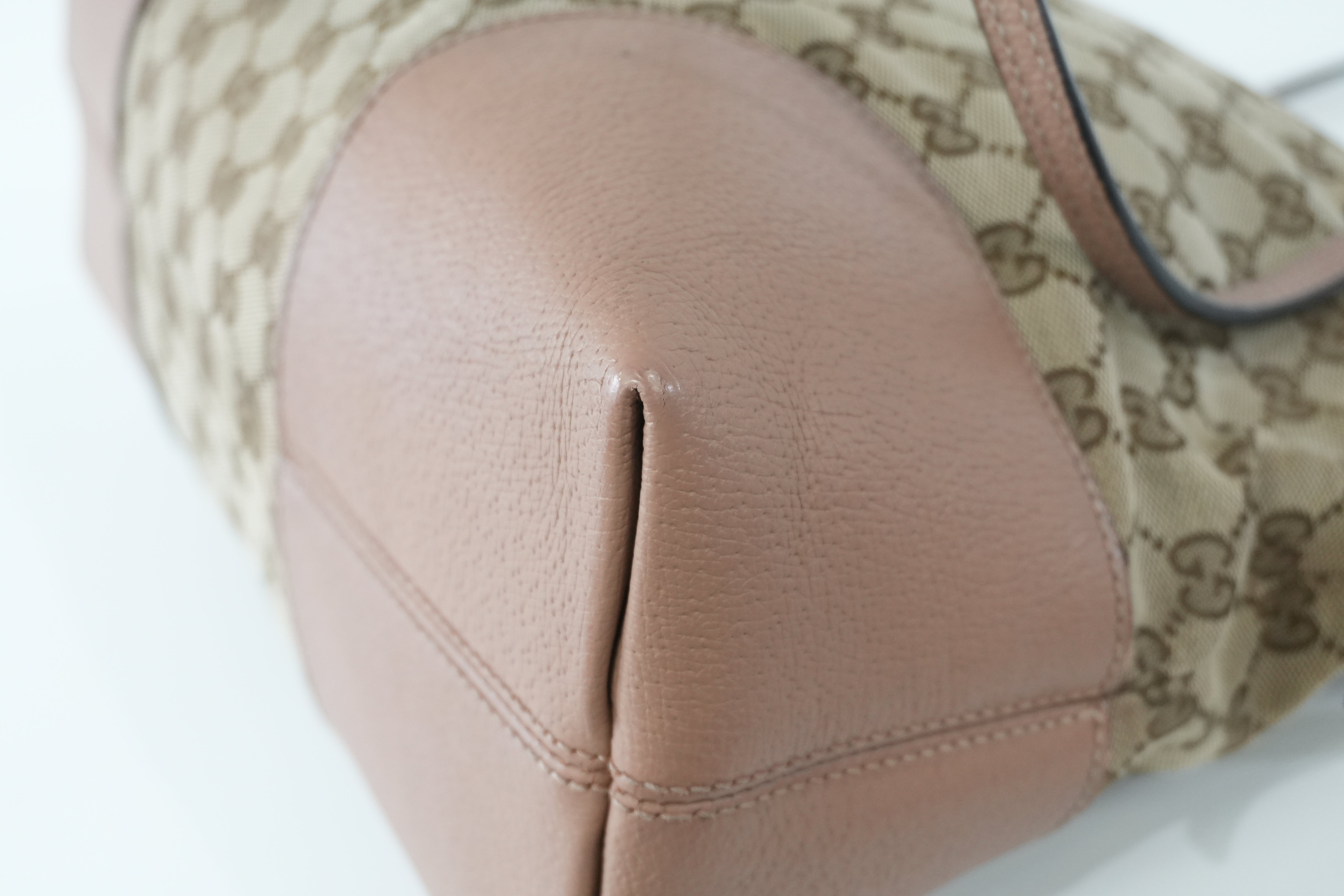 Pre-owned Gucci Fabric Canvas Guccisima Tote Bag Pink Used