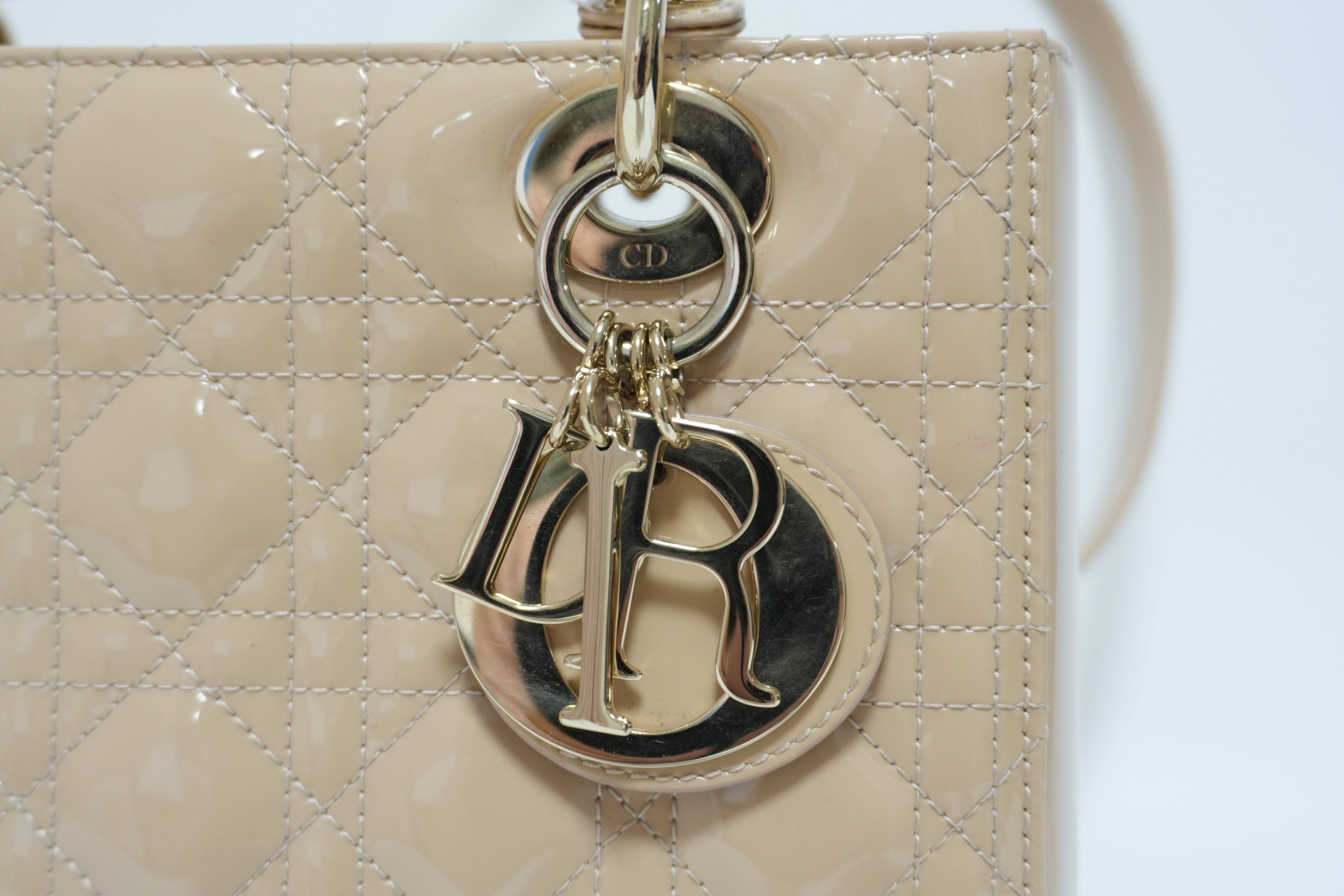 Lady Dior Enamel Cannage Two Way Beige Used