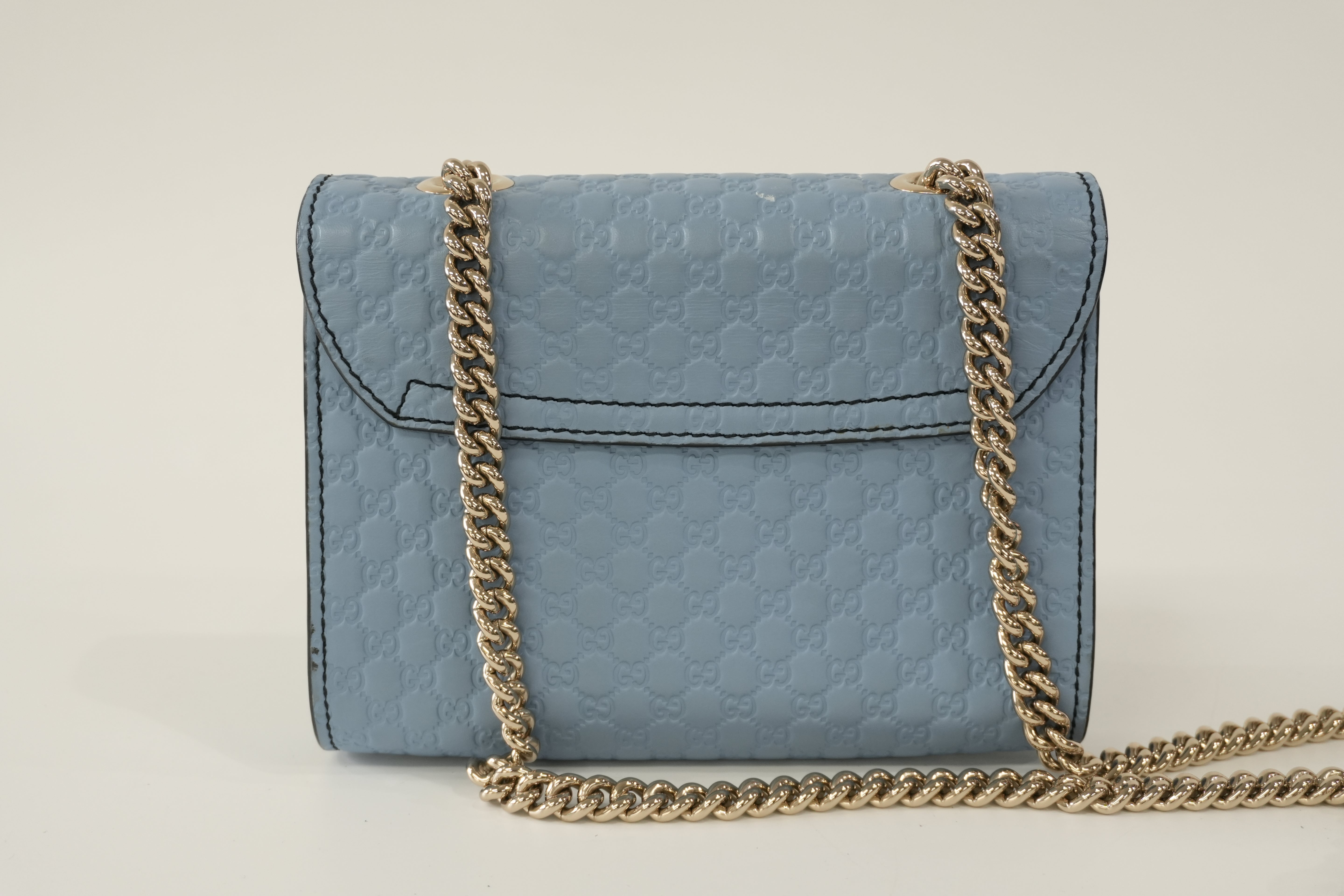 Pre-owned Gucci Micro Guccisima Chain Shoulder Bag Blue Used