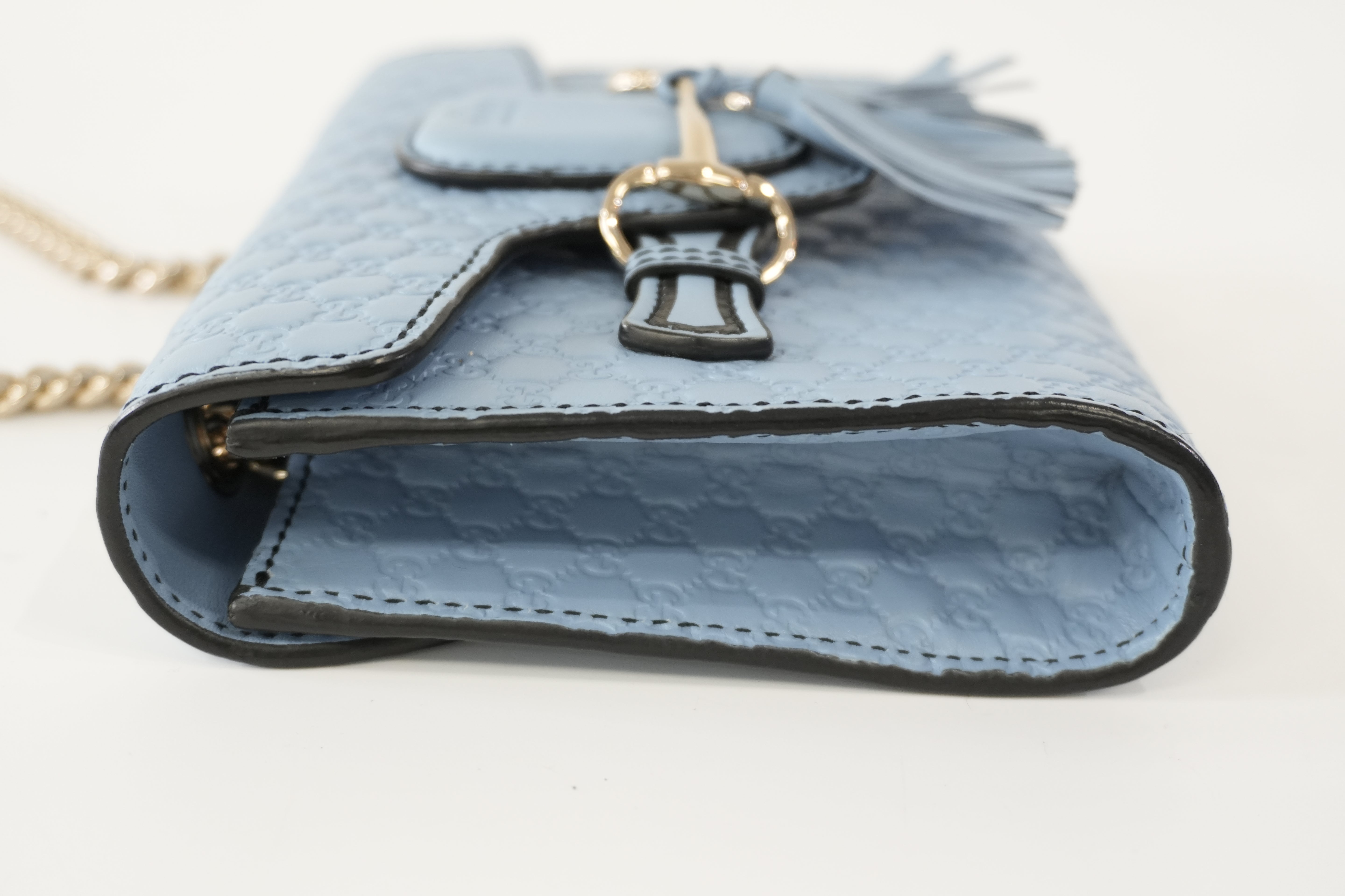 Pre-owned Gucci Micro Guccisima Chain Shoulder Bag Blue Used