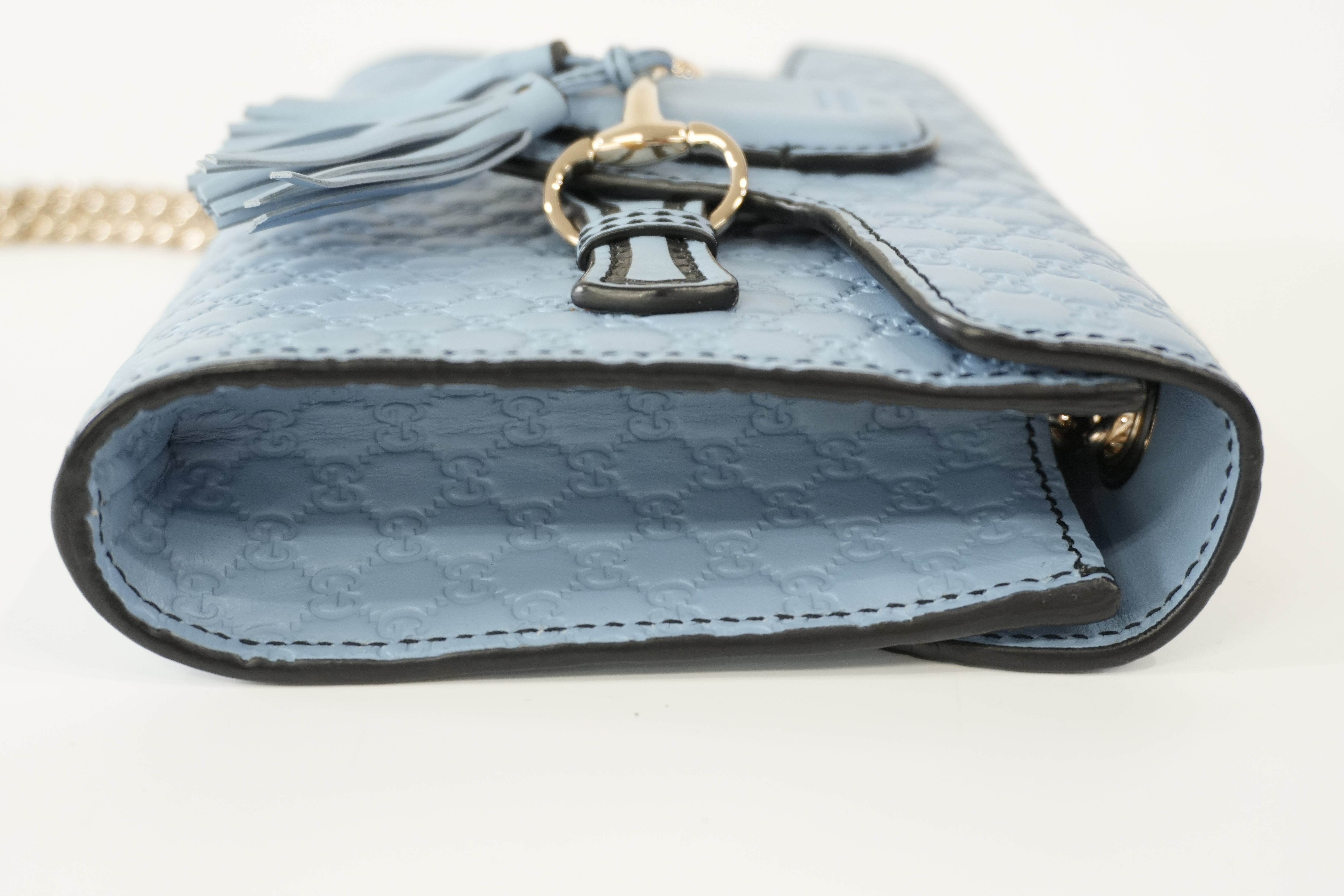 Pre-owned Gucci Micro Guccisima Chain Shoulder Bag Blue Used
