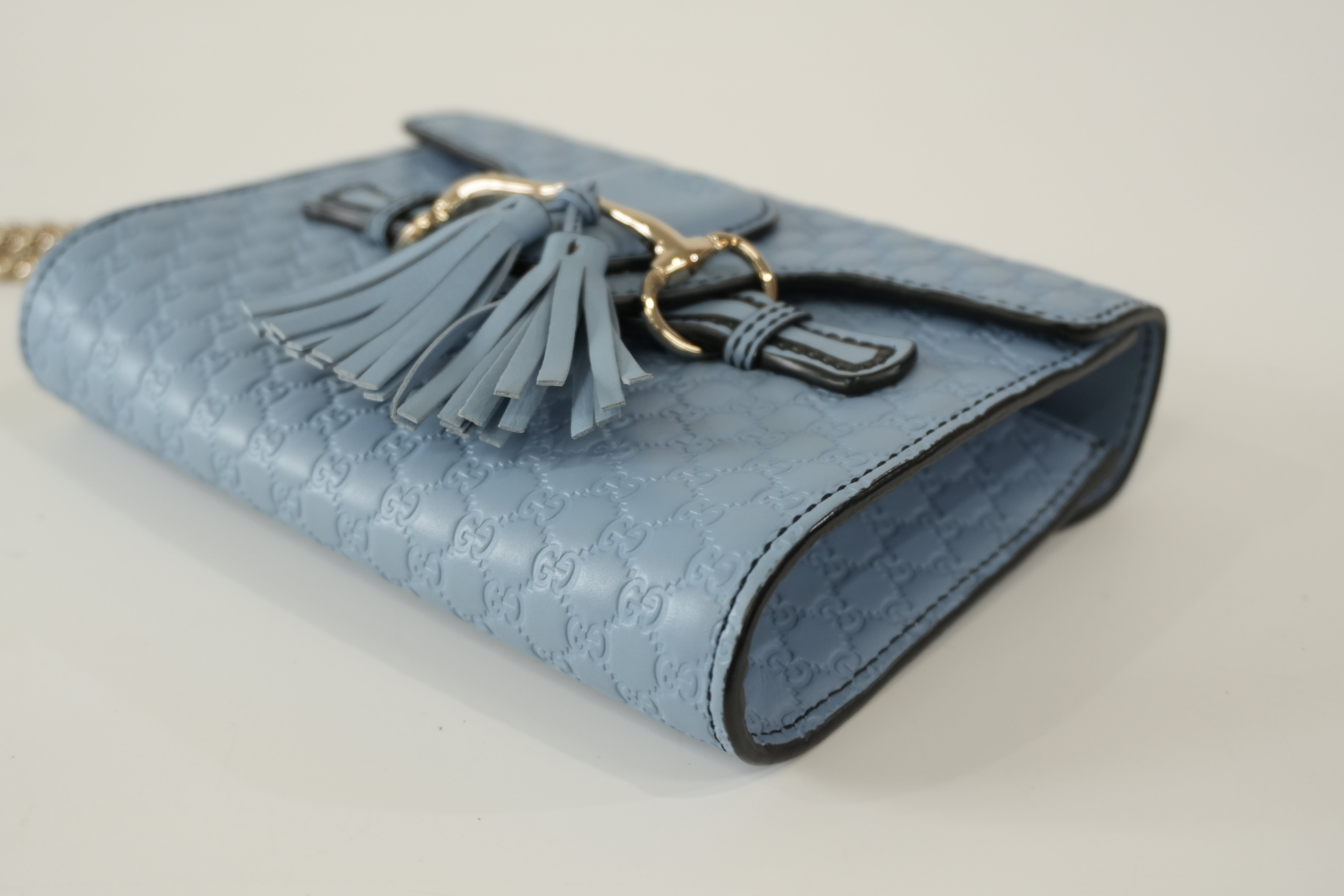Pre-owned Gucci Micro Guccisima Chain Shoulder Bag Blue Used
