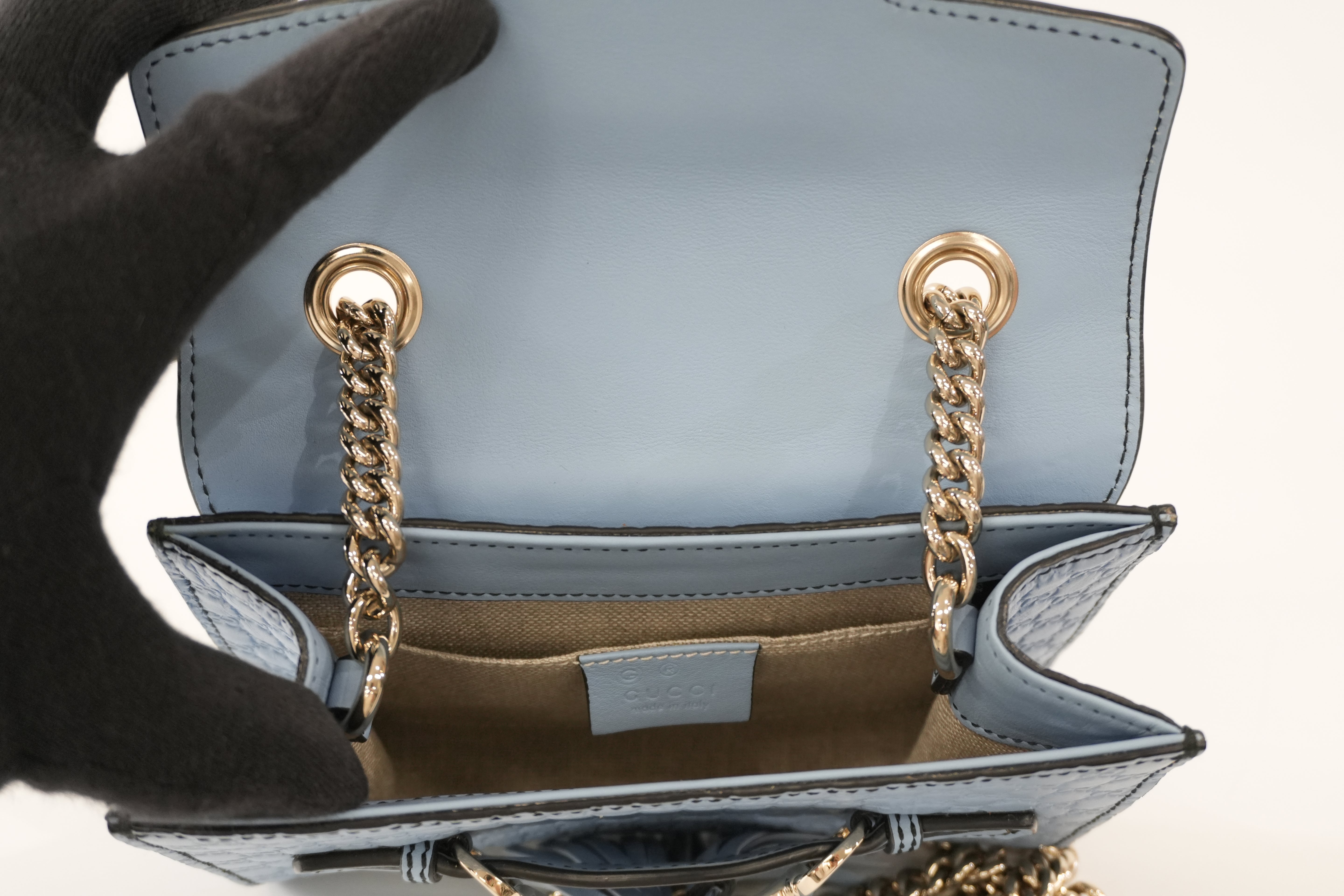 Pre-owned Gucci Micro Guccisima Chain Shoulder Bag Blue Used
