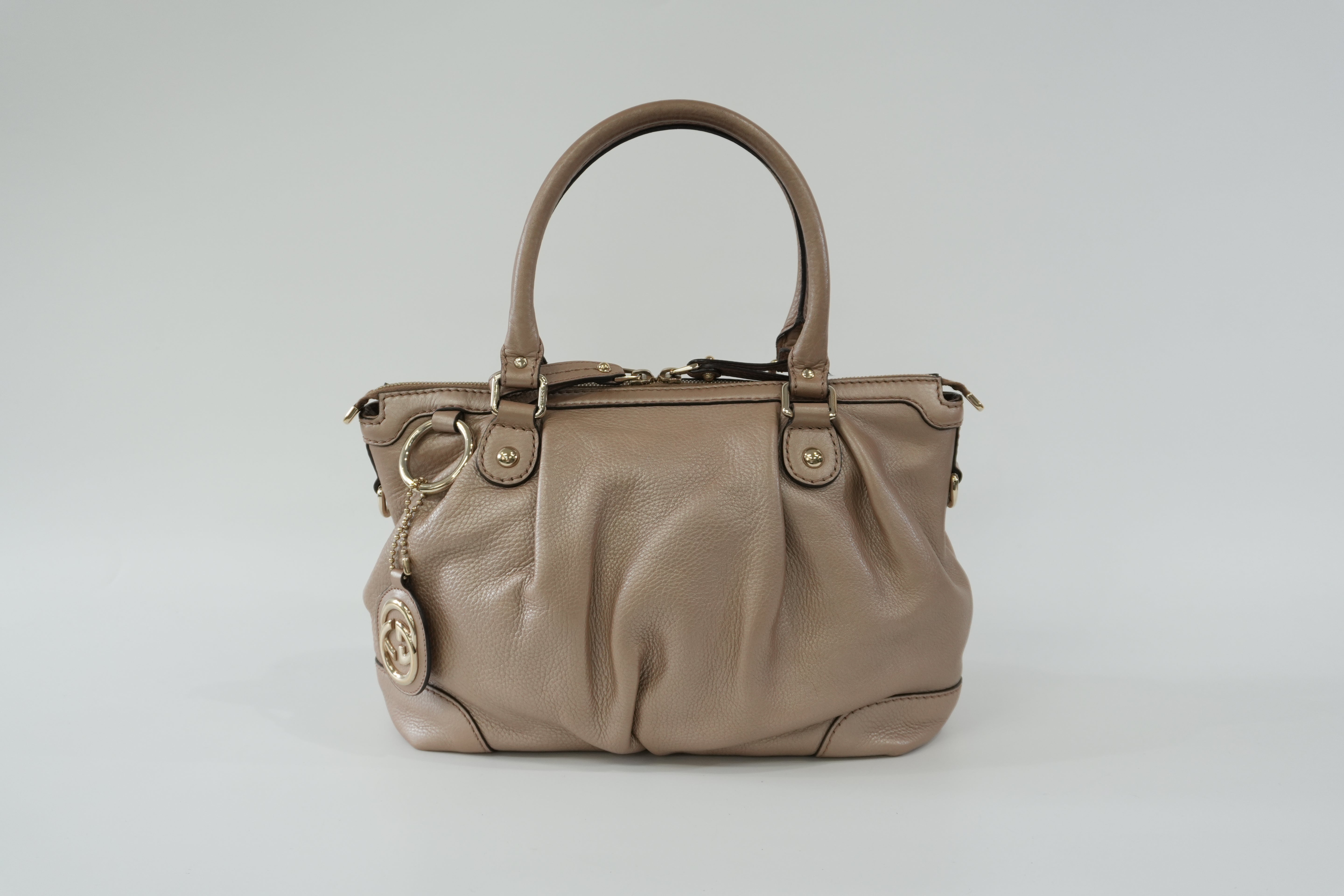Pre-owned Gucci Leather Metallic Shoulder Bag Bronze Used