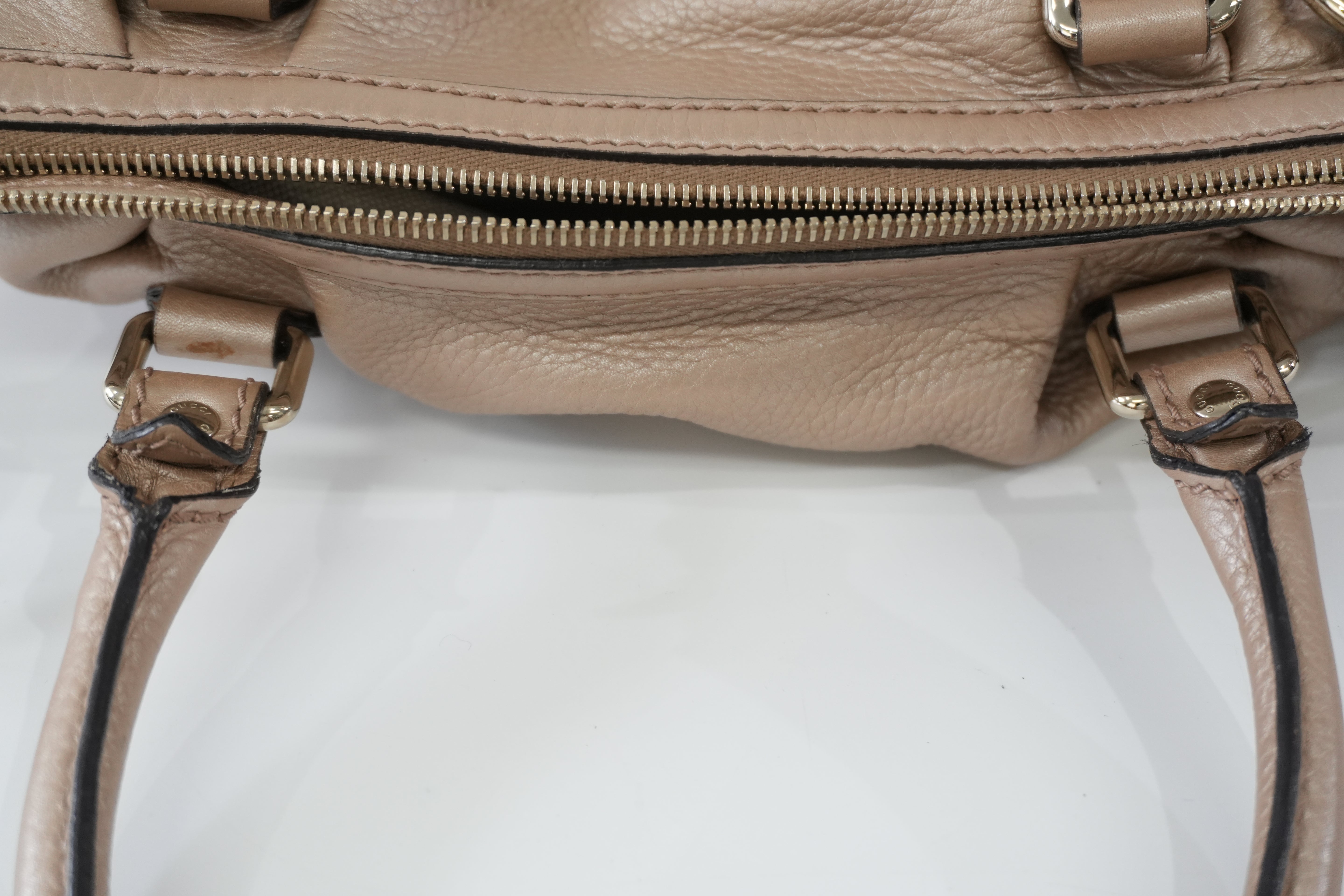 Pre-owned Gucci Leather Metallic Shoulder Bag Bronze Used