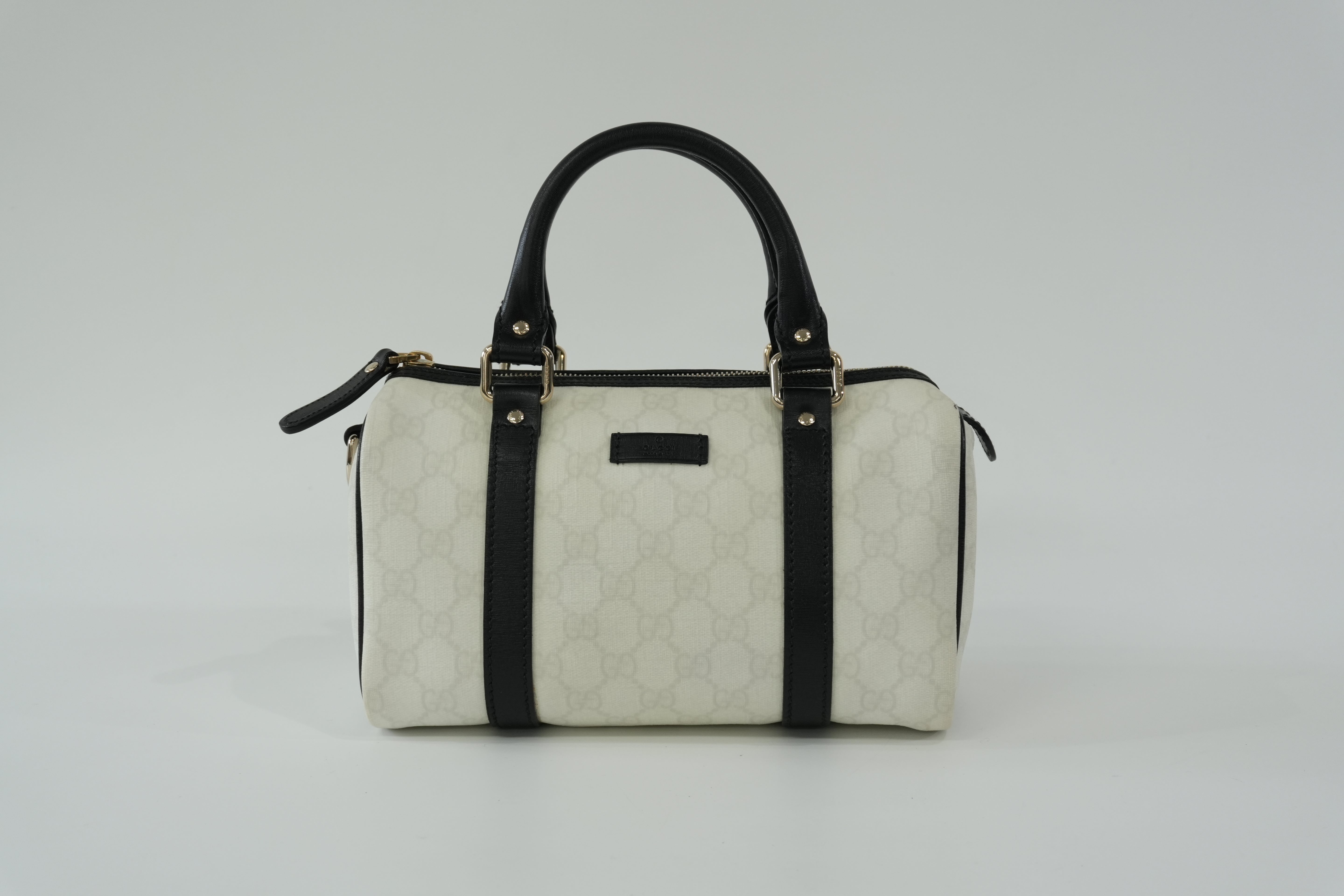 Pre-owned Gucci Canvas GG Supreme Boston Handbag White Used