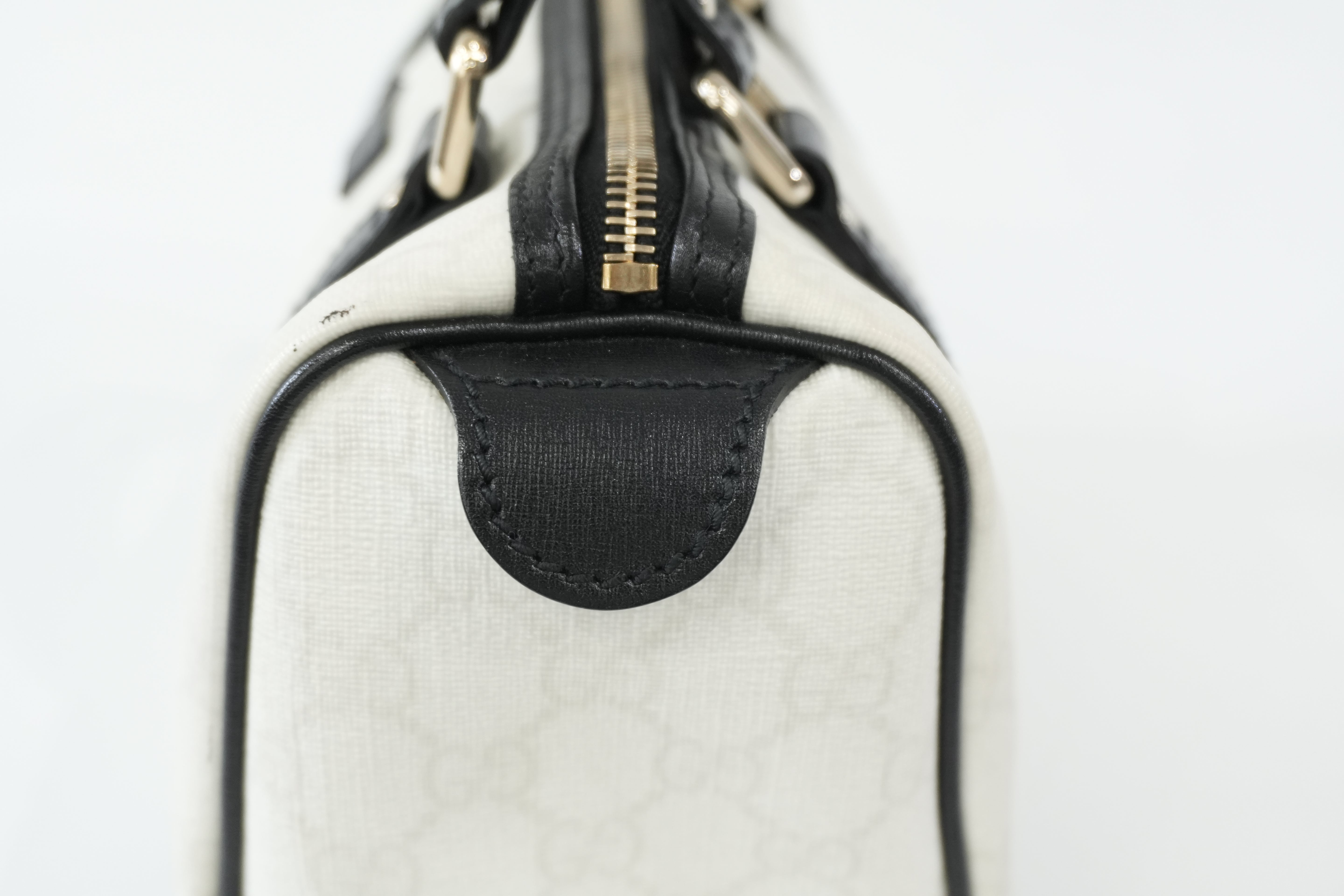 Pre-owned Gucci Canvas GG Supreme Boston Handbag White Used