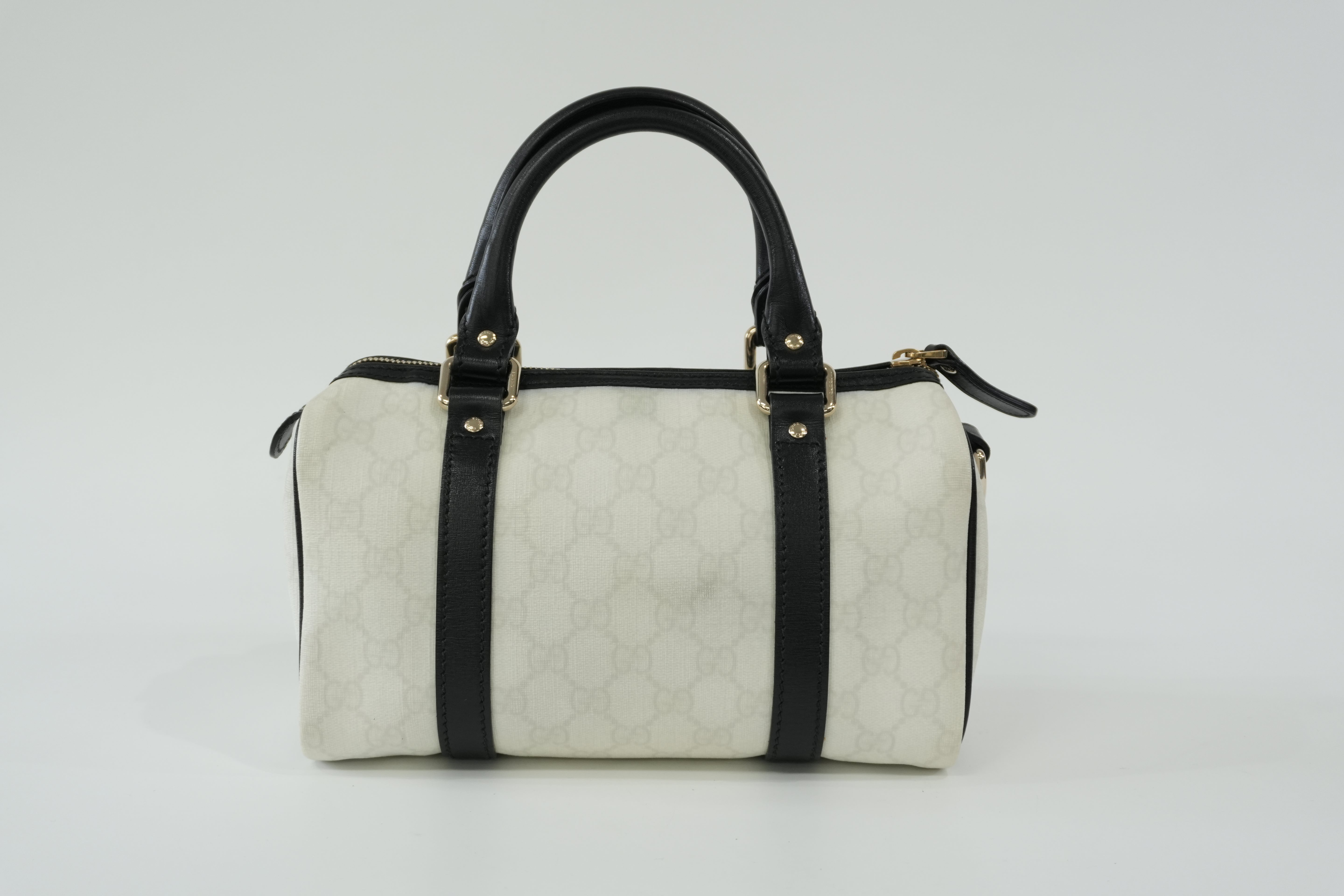 Pre-owned Gucci Canvas GG Supreme Boston Handbag White Used