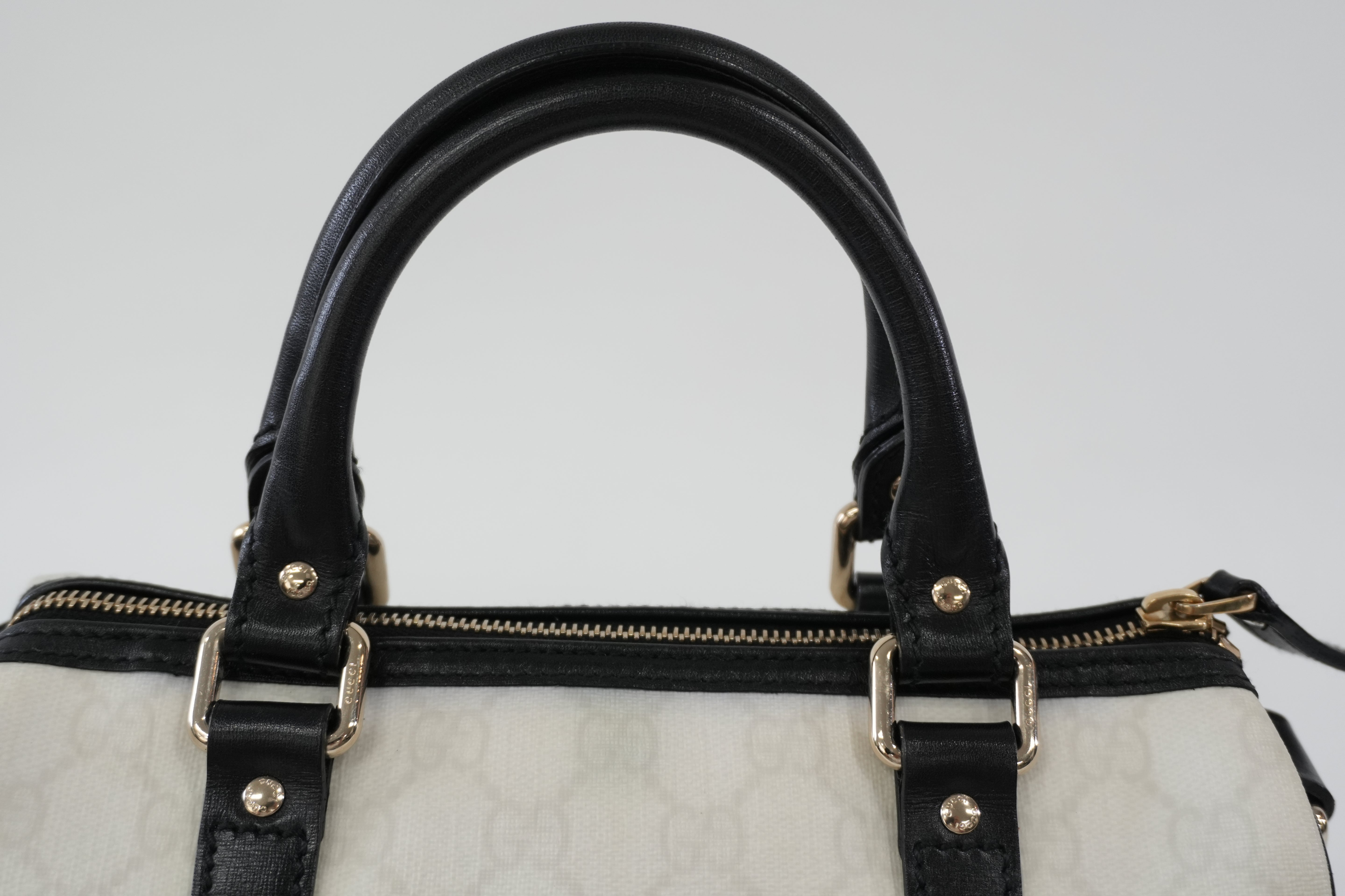 Pre-owned Gucci Canvas GG Supreme Boston Handbag White Used