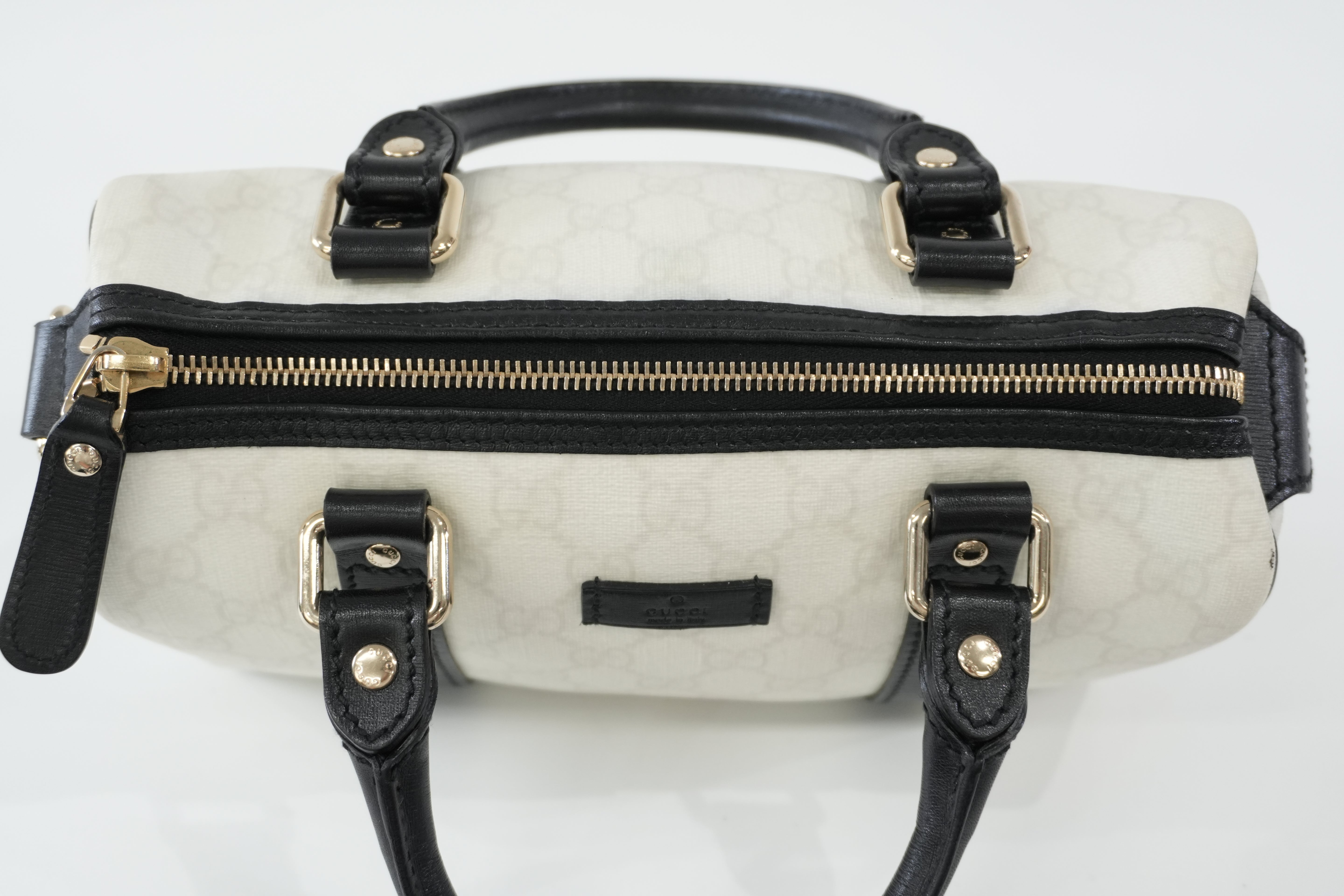 Pre-owned Gucci Canvas GG Supreme Boston Handbag White Used