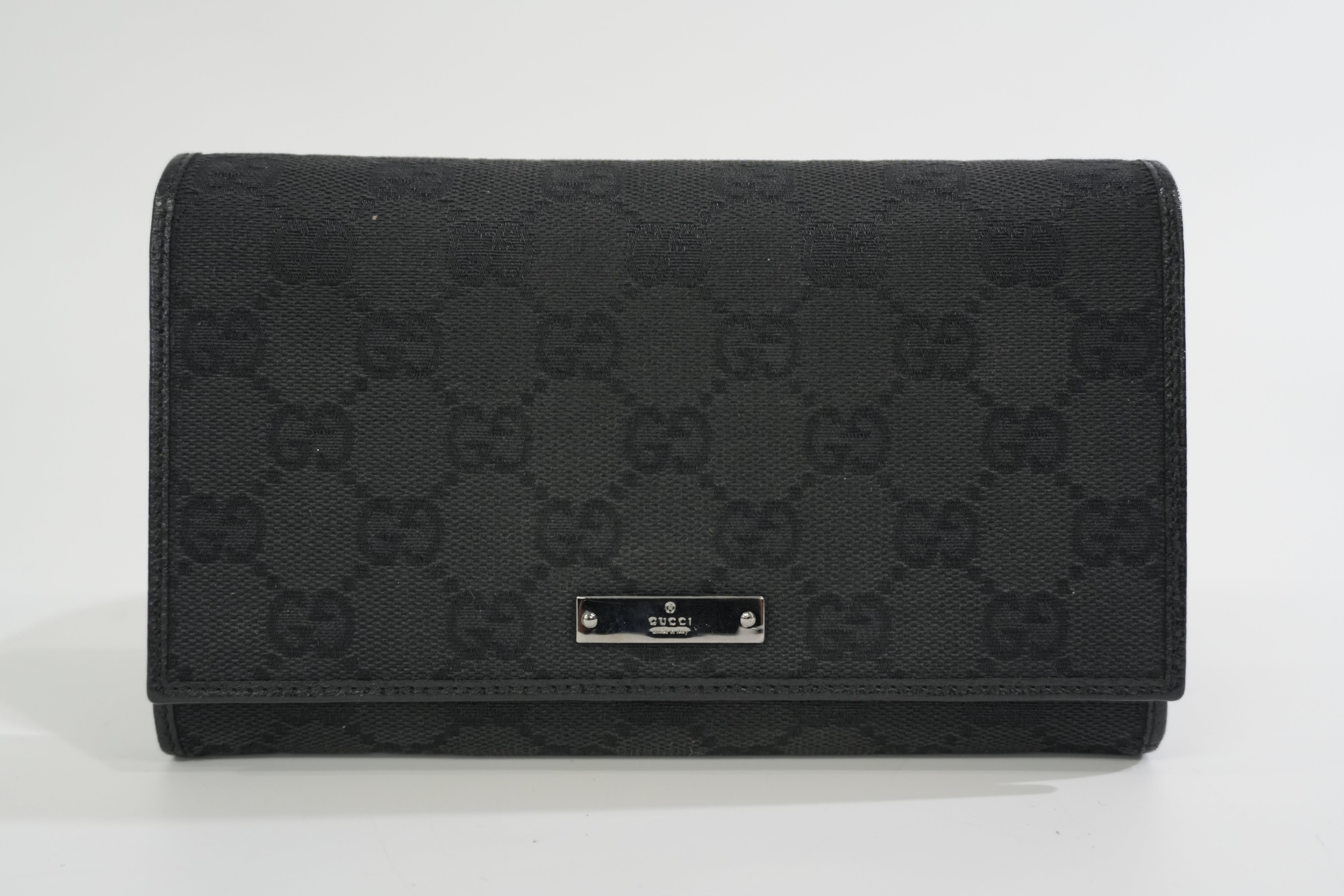 Gucci Canvas Long Wallet Black Used