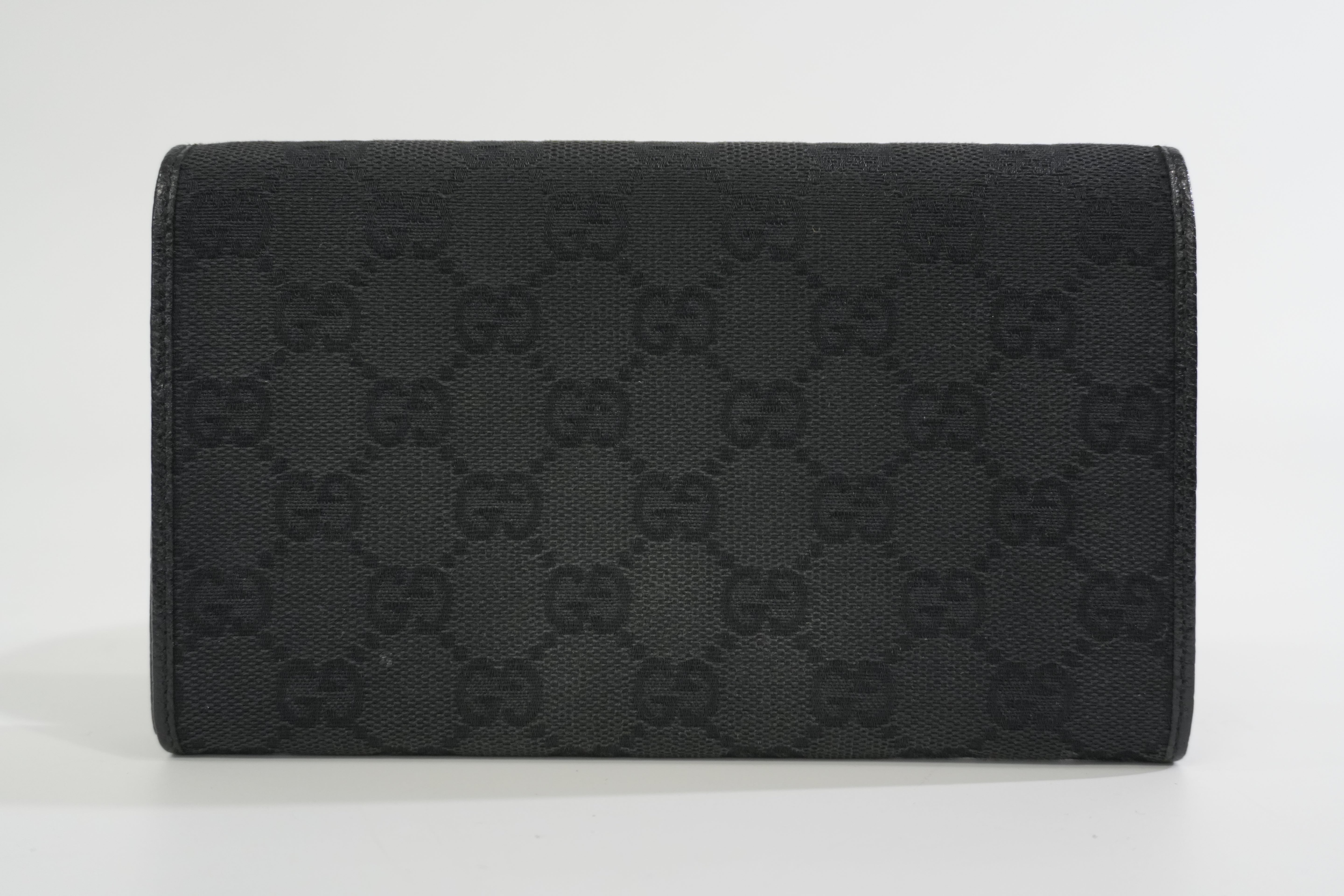 Gucci Canvas Long Wallet Black Used