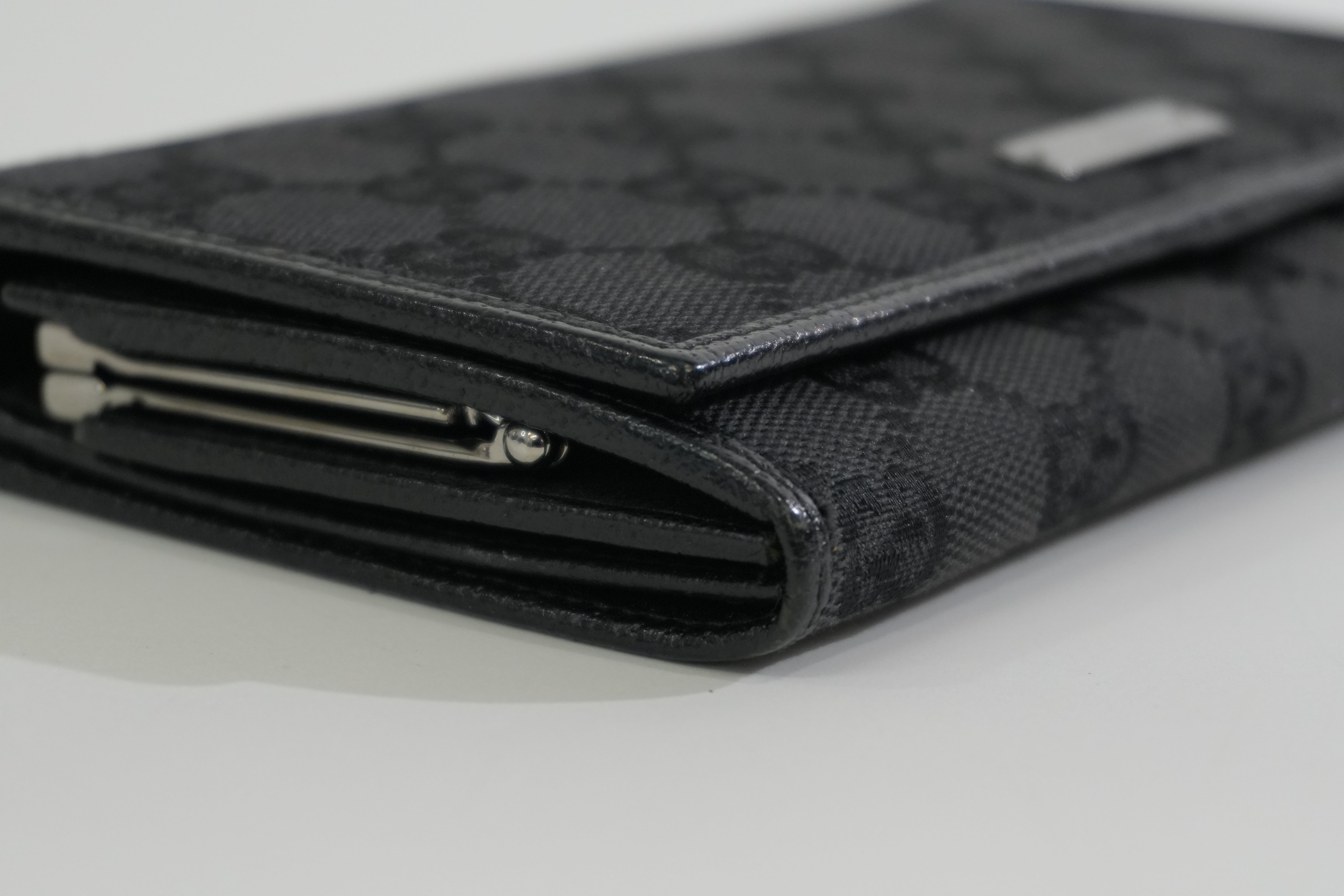 Gucci Canvas Long Wallet Black Used