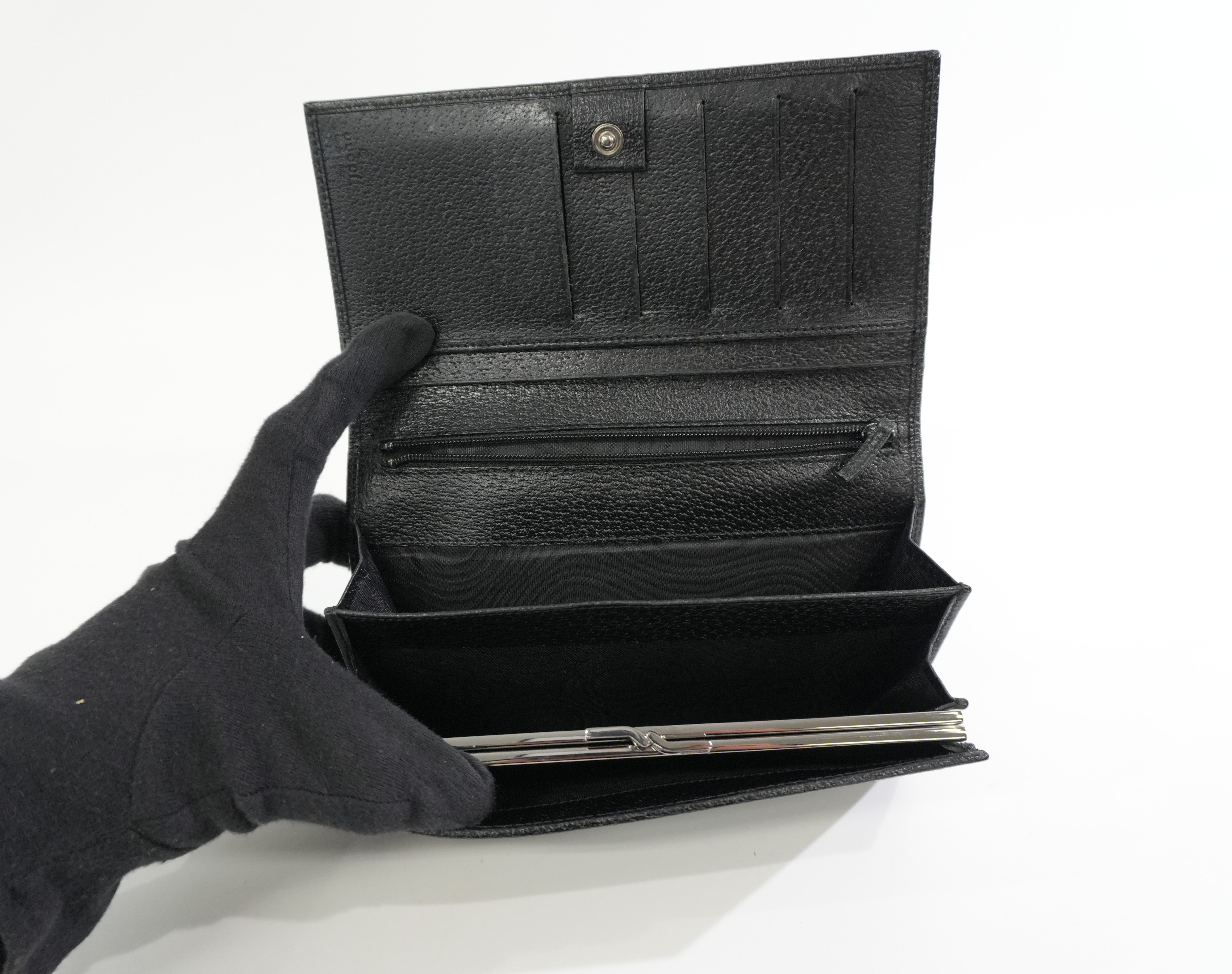 Gucci Canvas Long Wallet Black Used