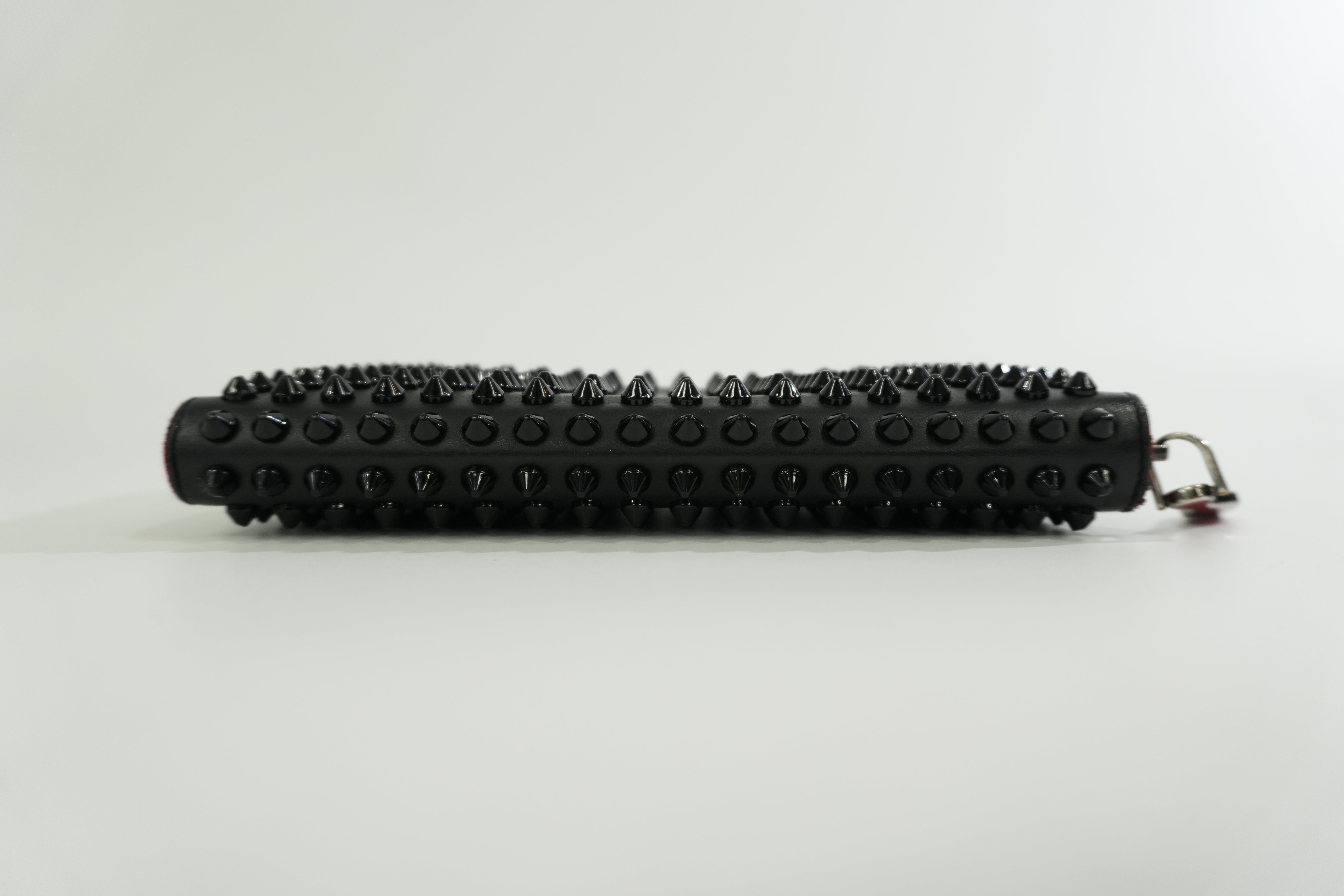 Christian Louboutin Leather Studded Long Wallet Black Used