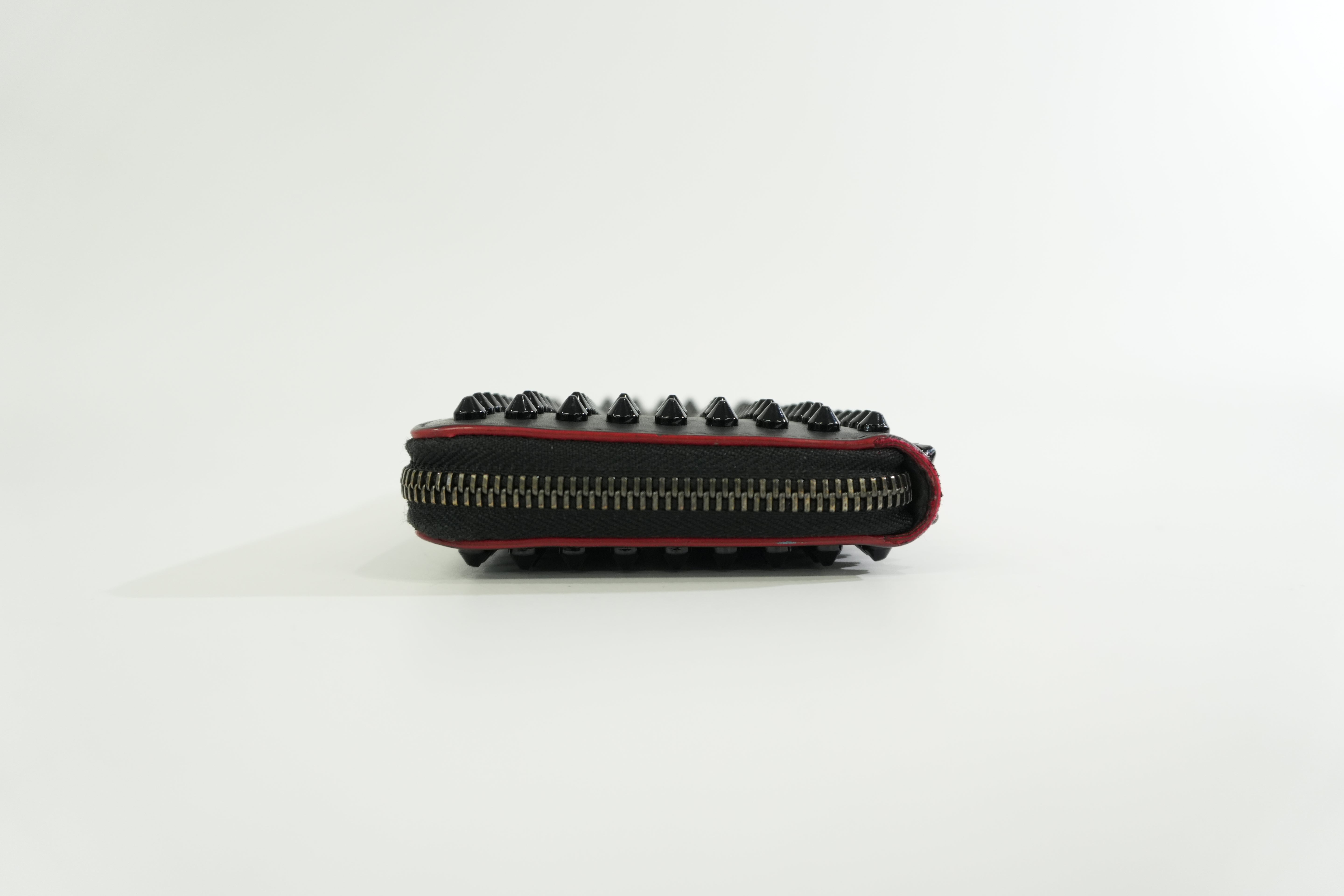 Christian Louboutin Leather Studded Long Wallet Black Used