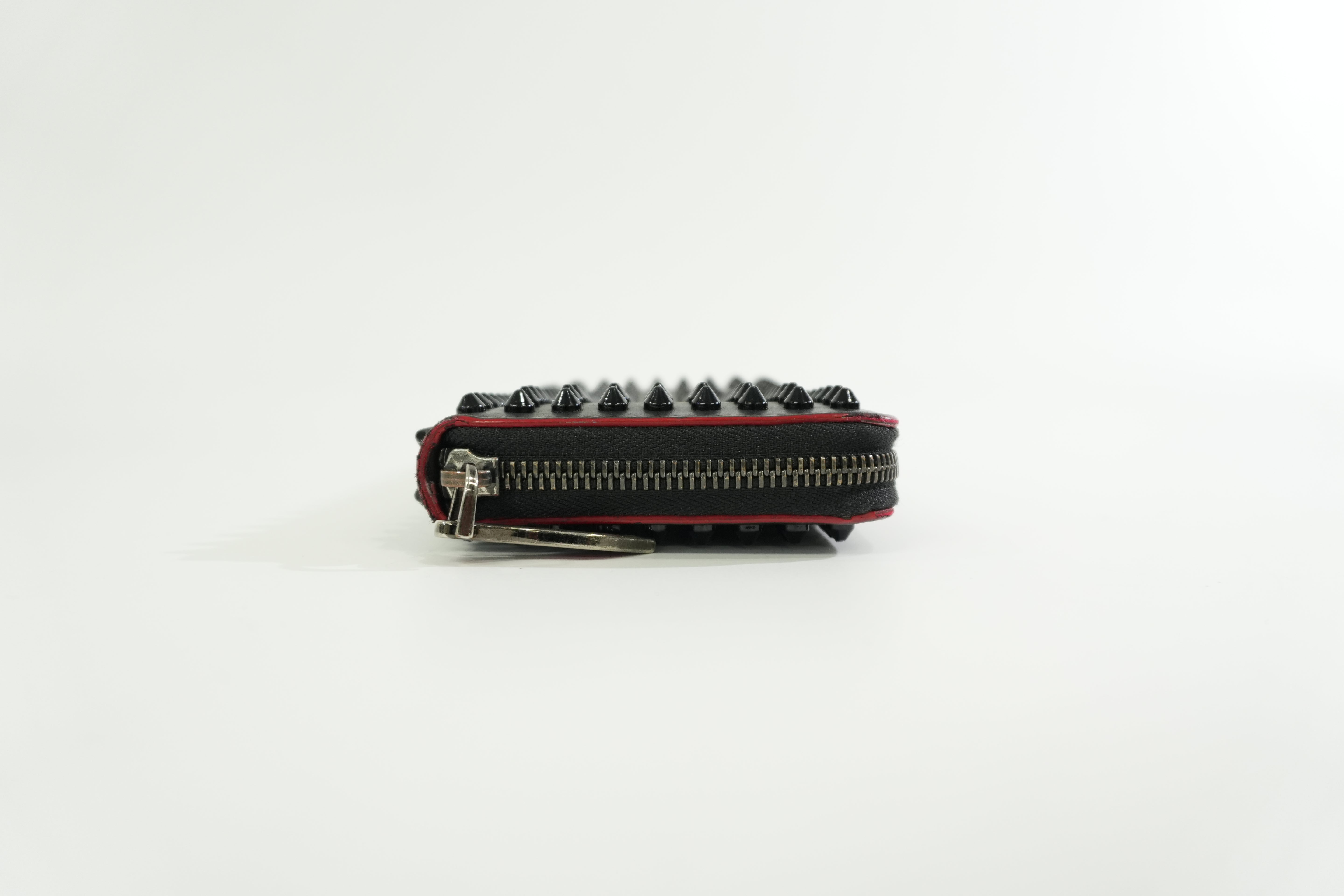 Christian Louboutin Leather Studded Long Wallet Black Used