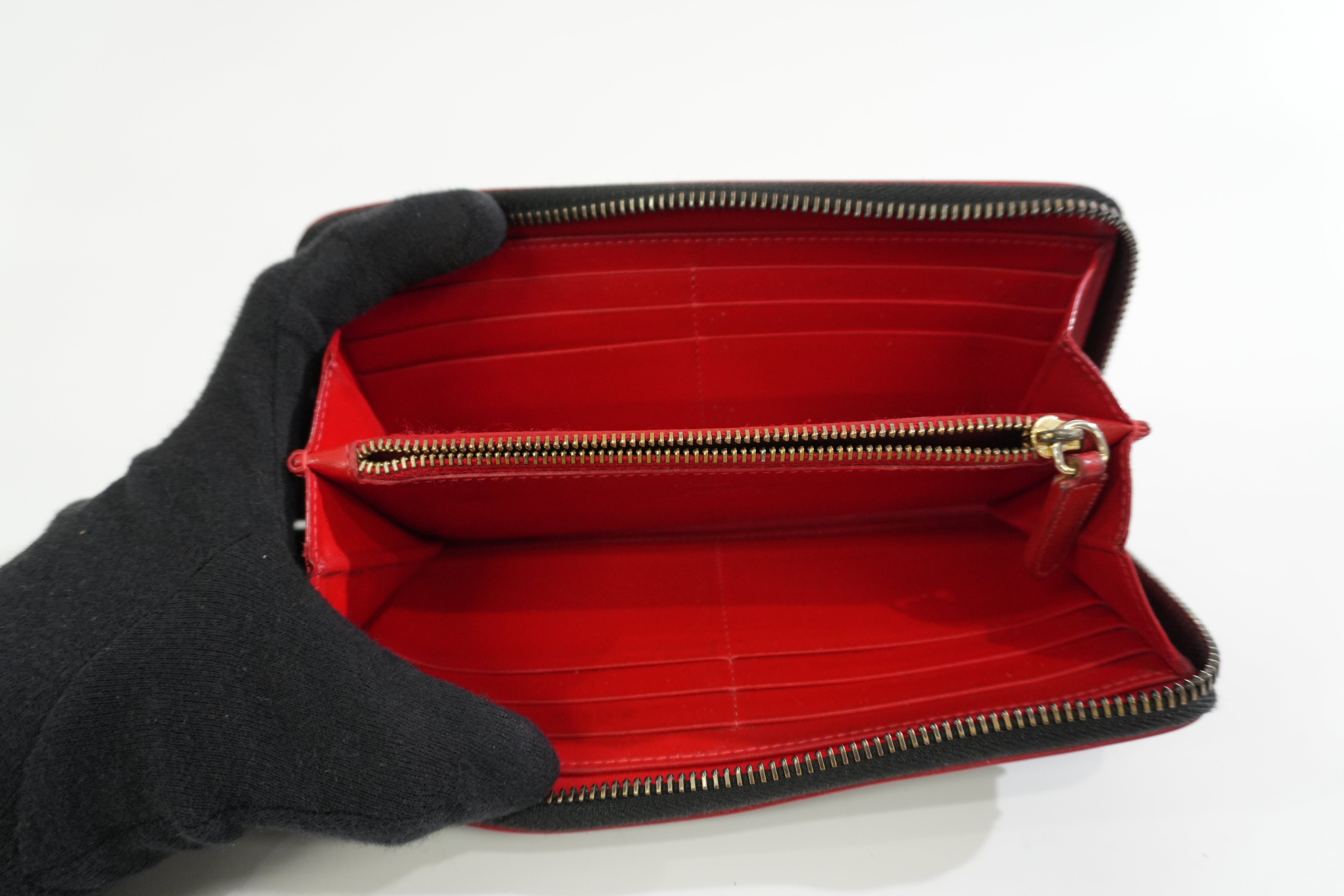 Christian Louboutin Leather Studded Long Wallet Black Used