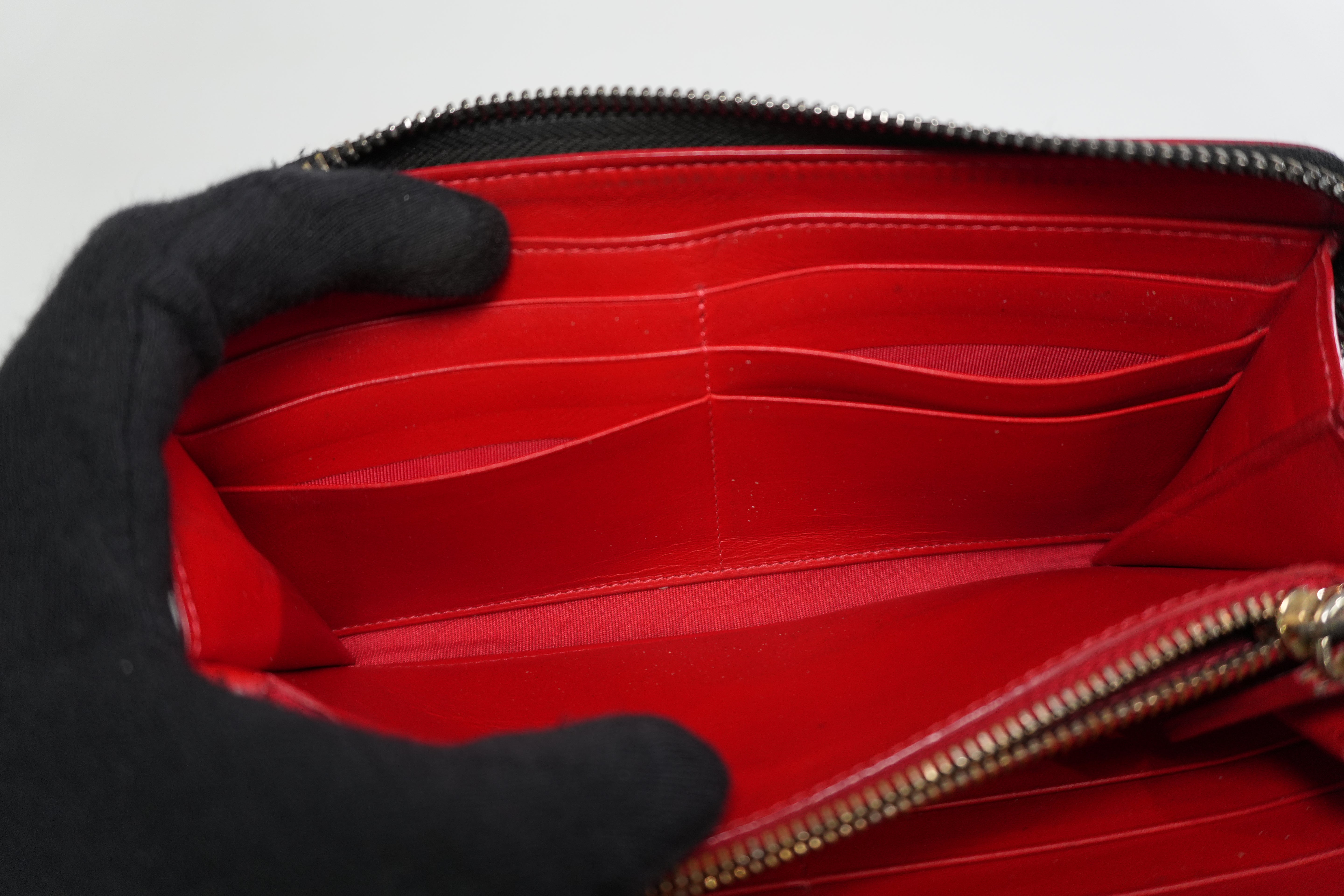 Christian Louboutin Leather Studded Long Wallet Black Used